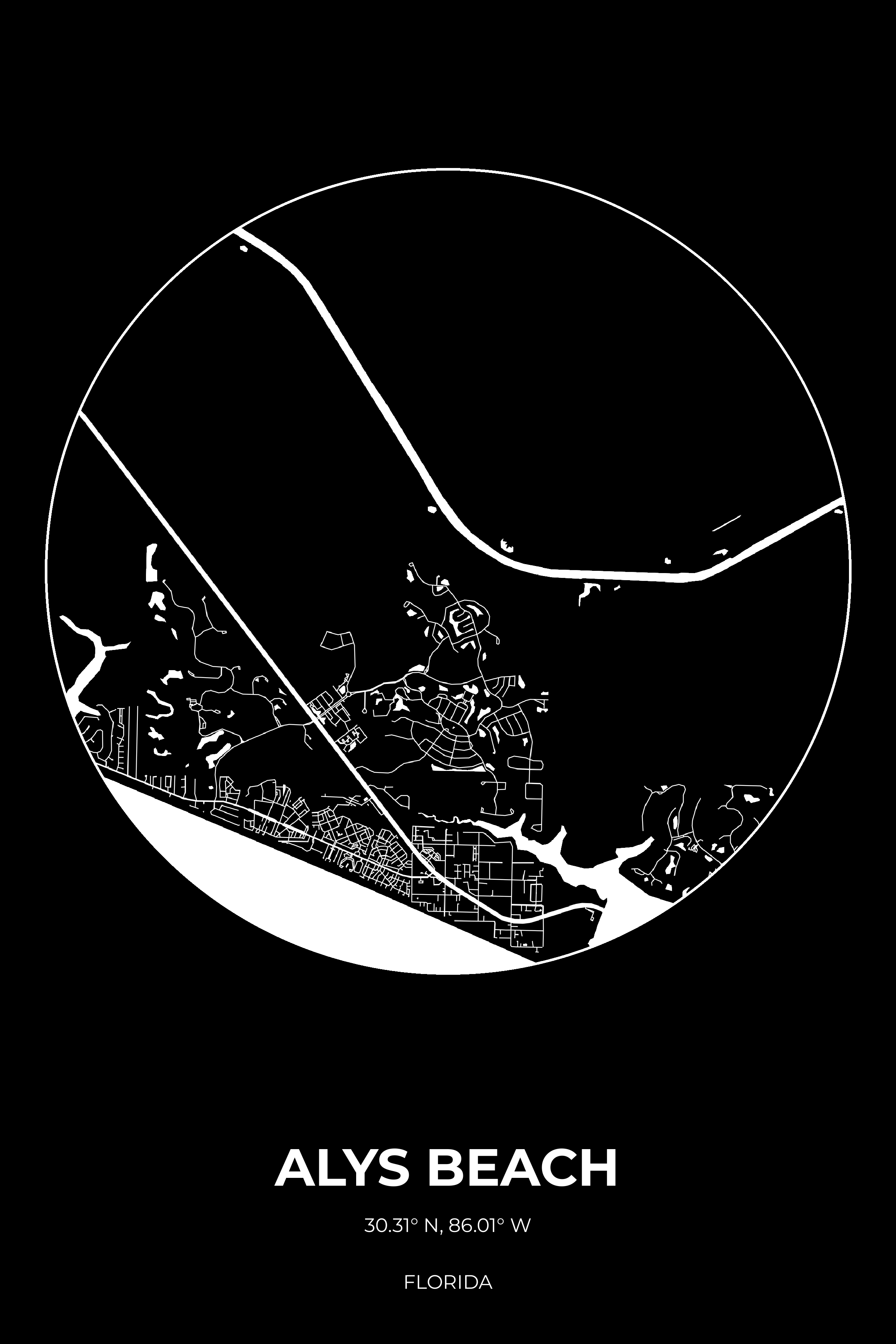 Alys Beach Florida Inverse Circle Map