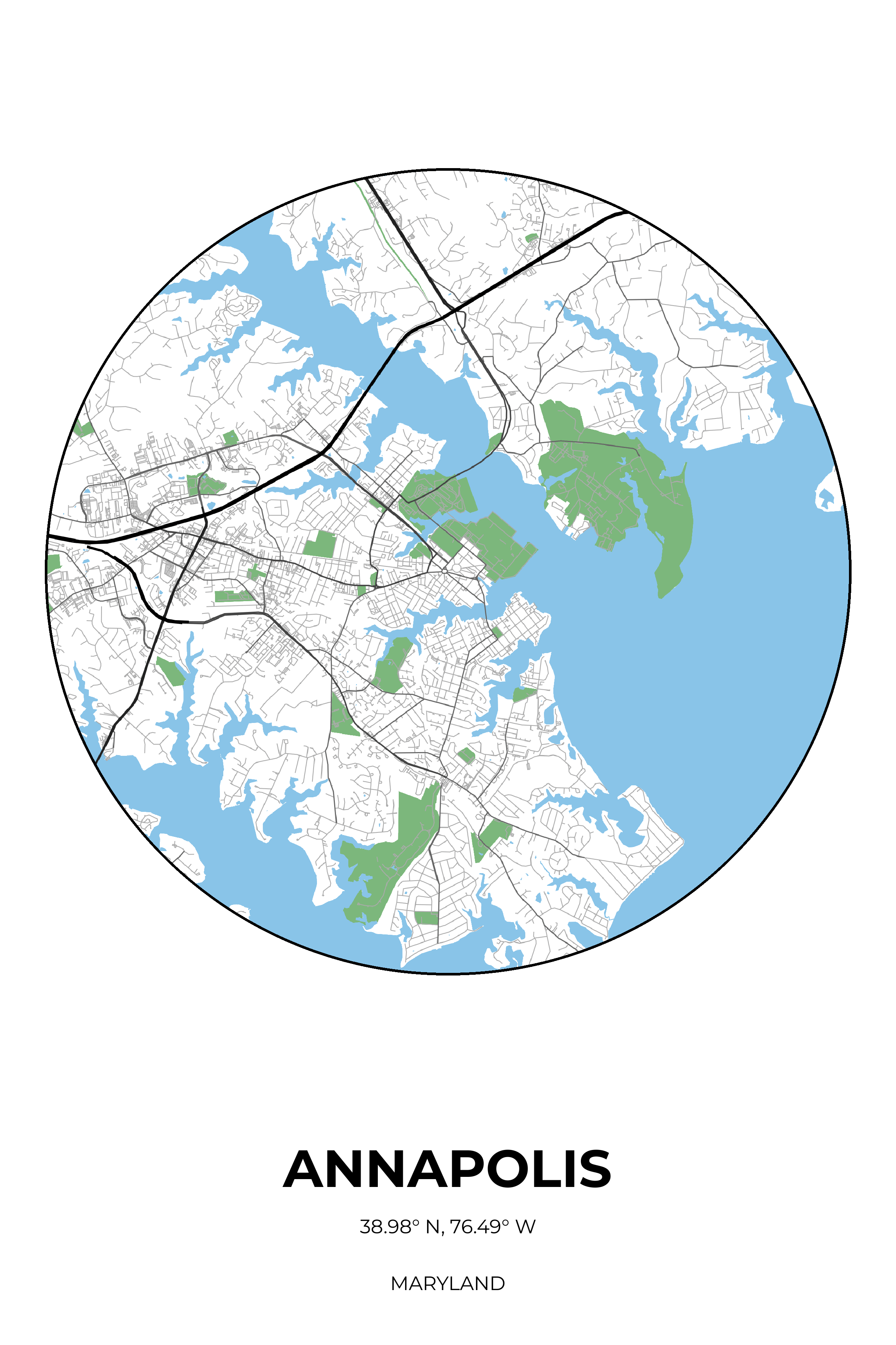 Annapolis Maryland Simple Circle Map
