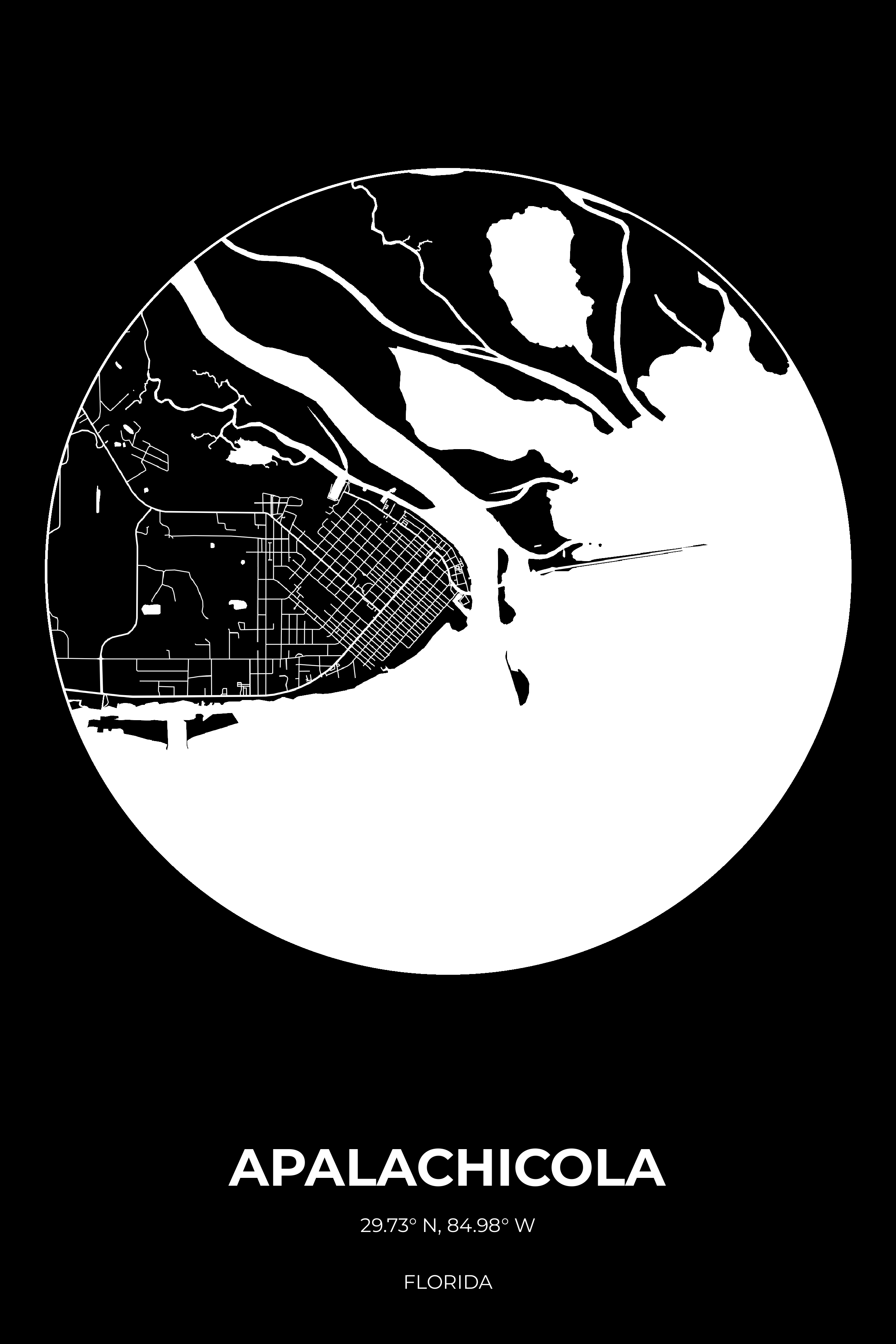 Apalachicola Florida Inverse Circle Map