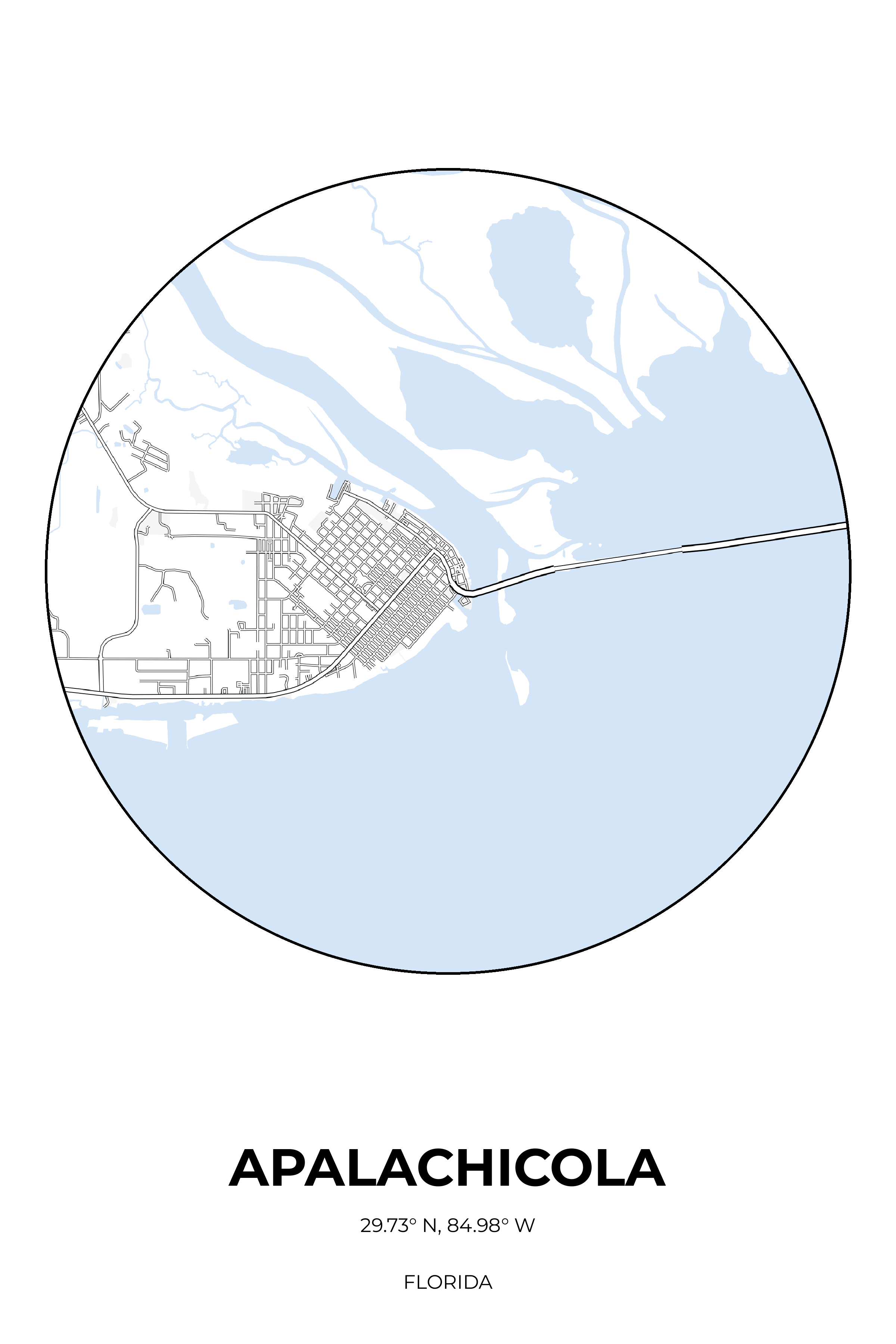 Apalachicola Florida Winter Circle Map