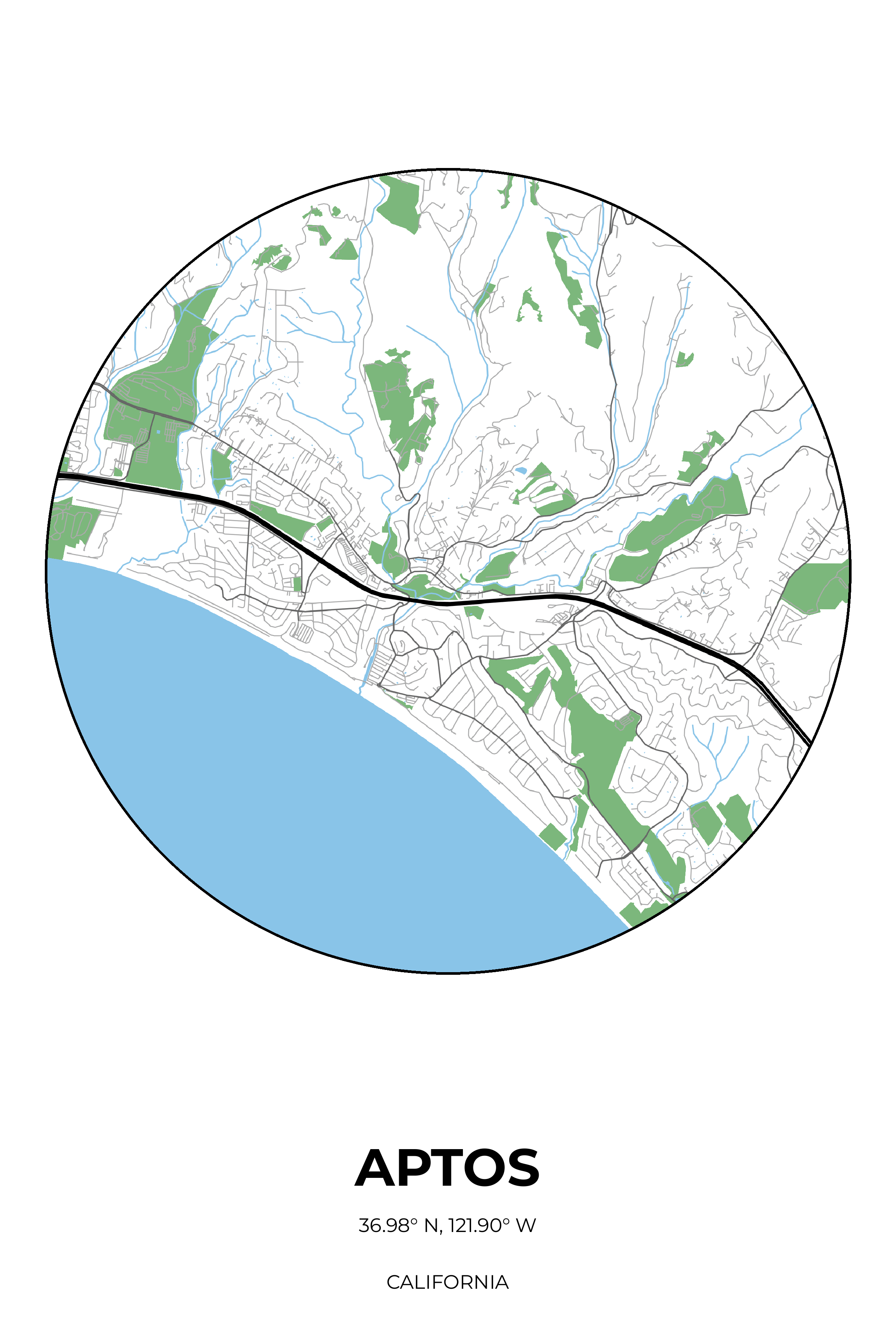 Aptos, California Simple circle map