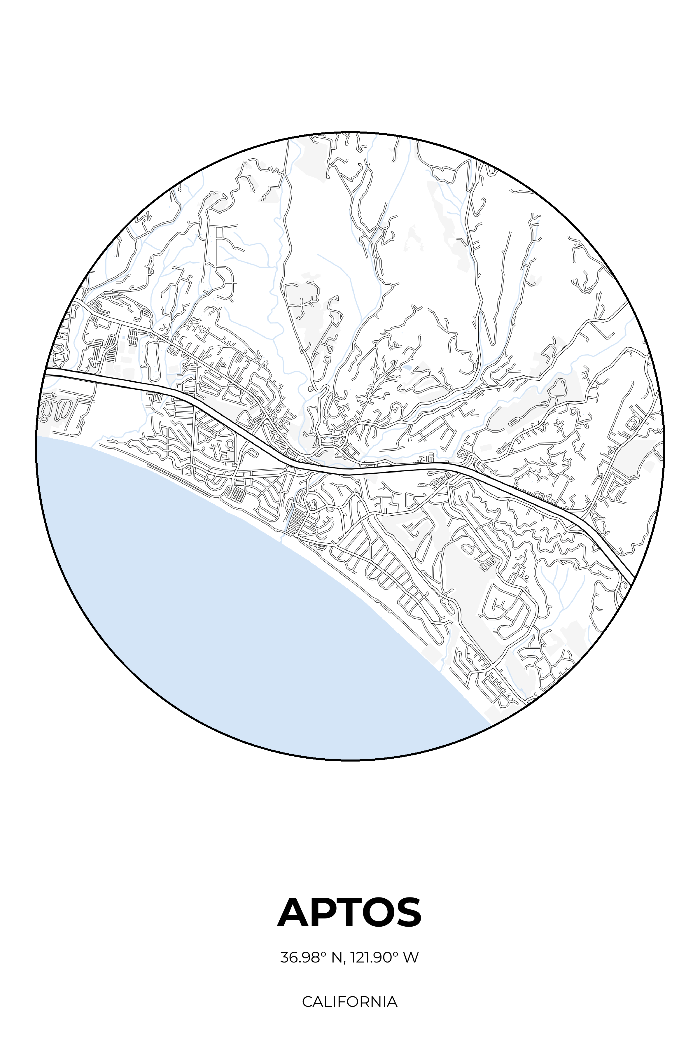 Aptos, California Winter circle map
