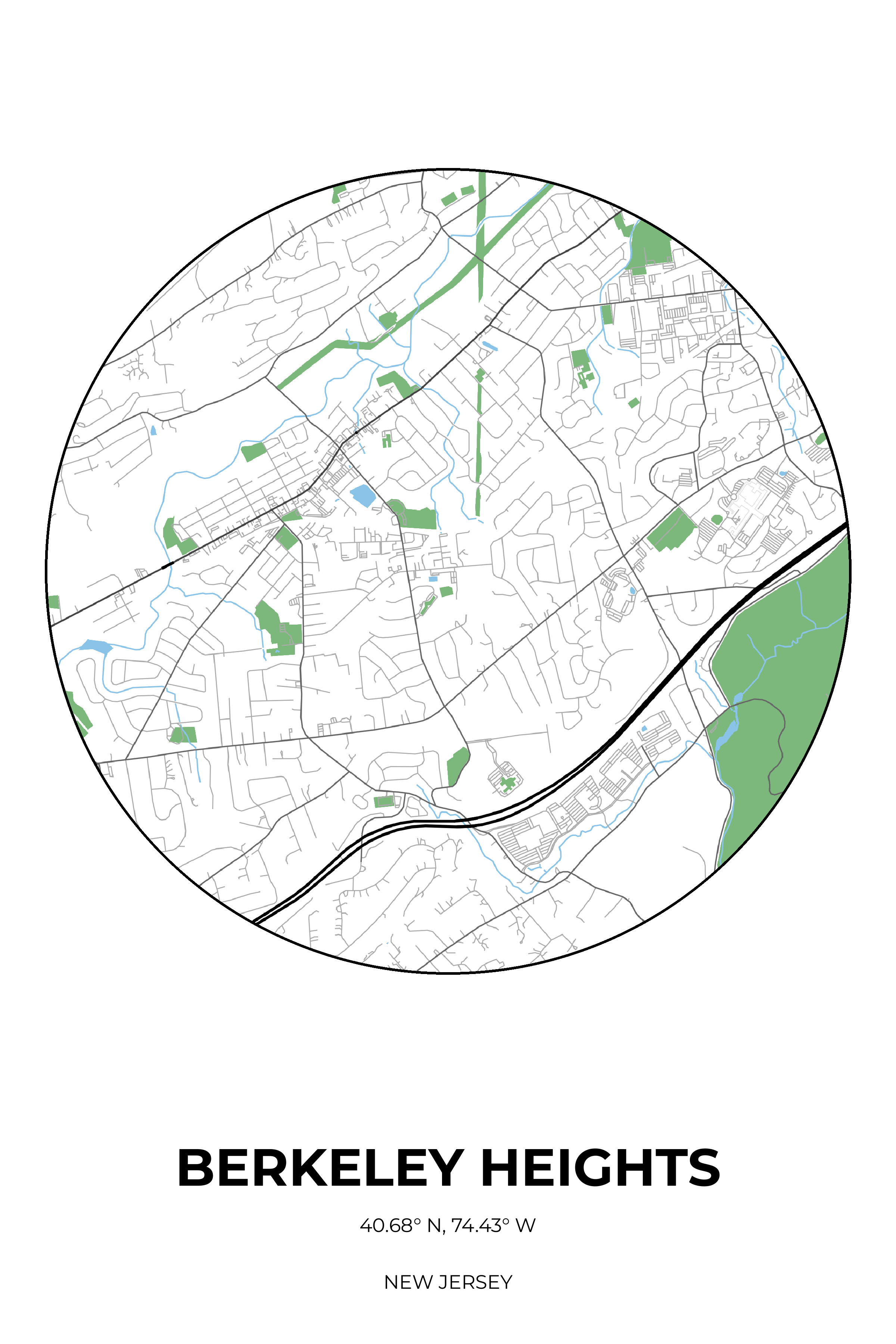 Berkeley Heights, New Jersey Simple circle map