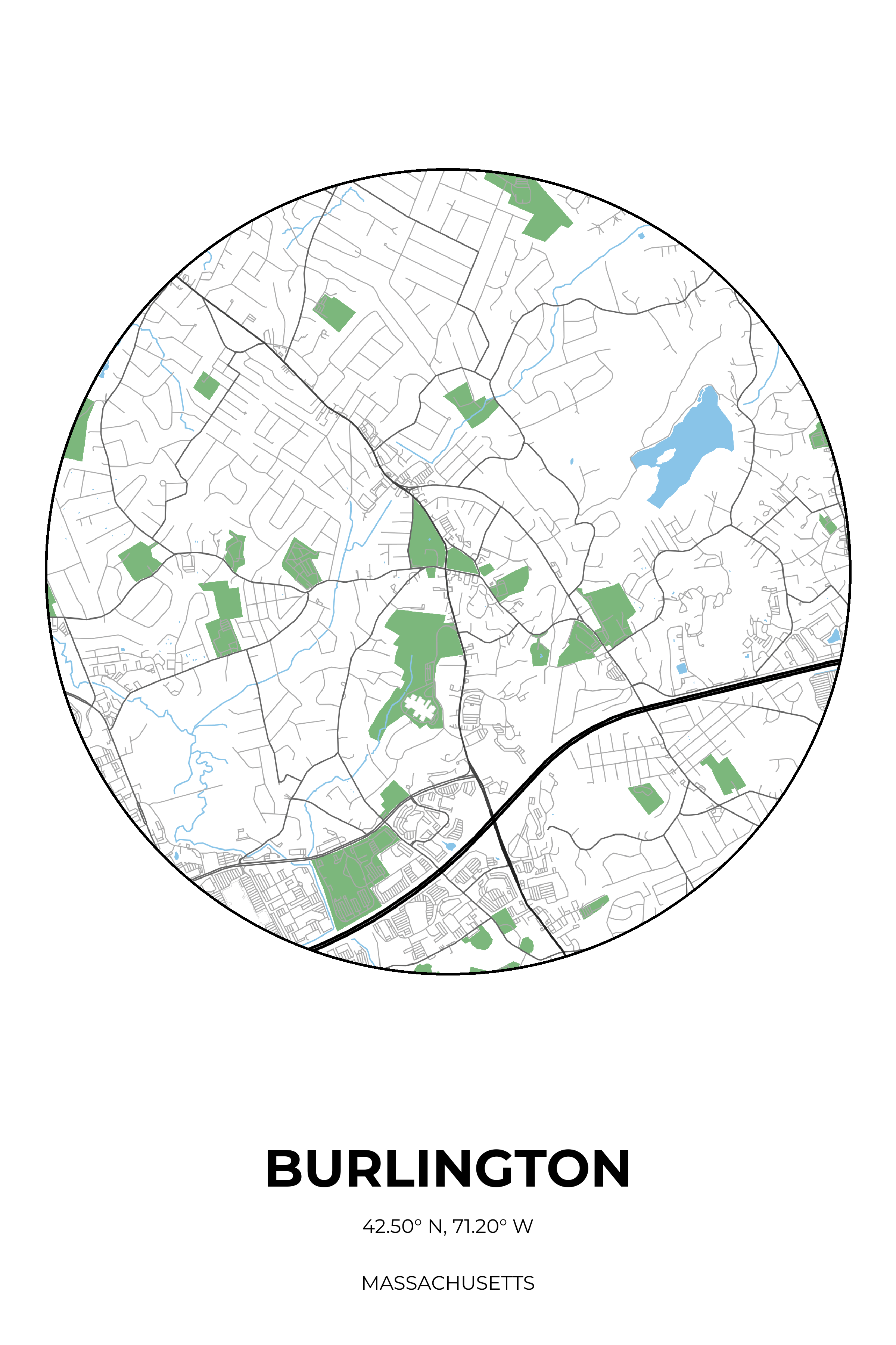 Burlington, Massachusetts Simple circle map
