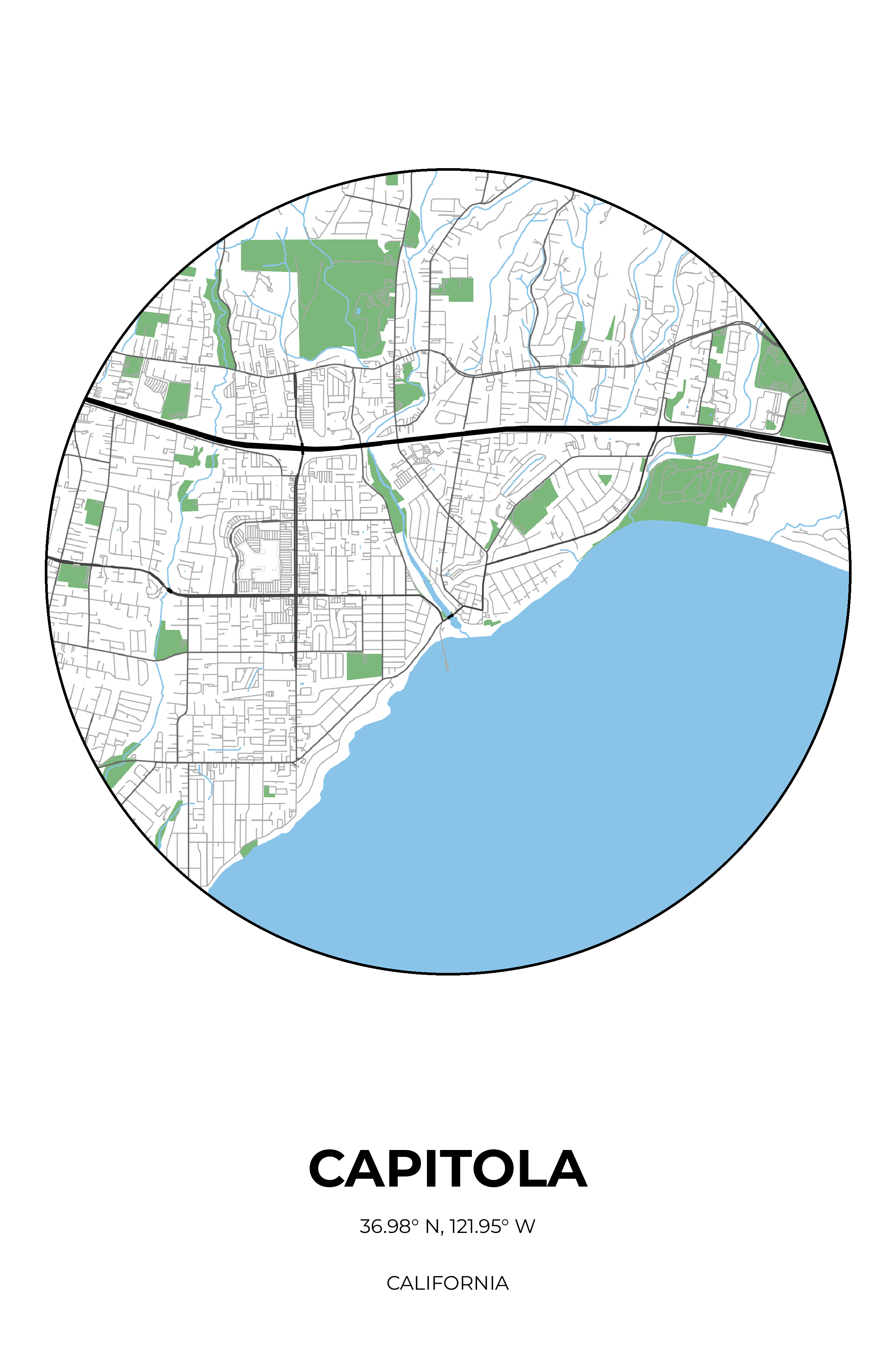 Capitola, California Simple circle map