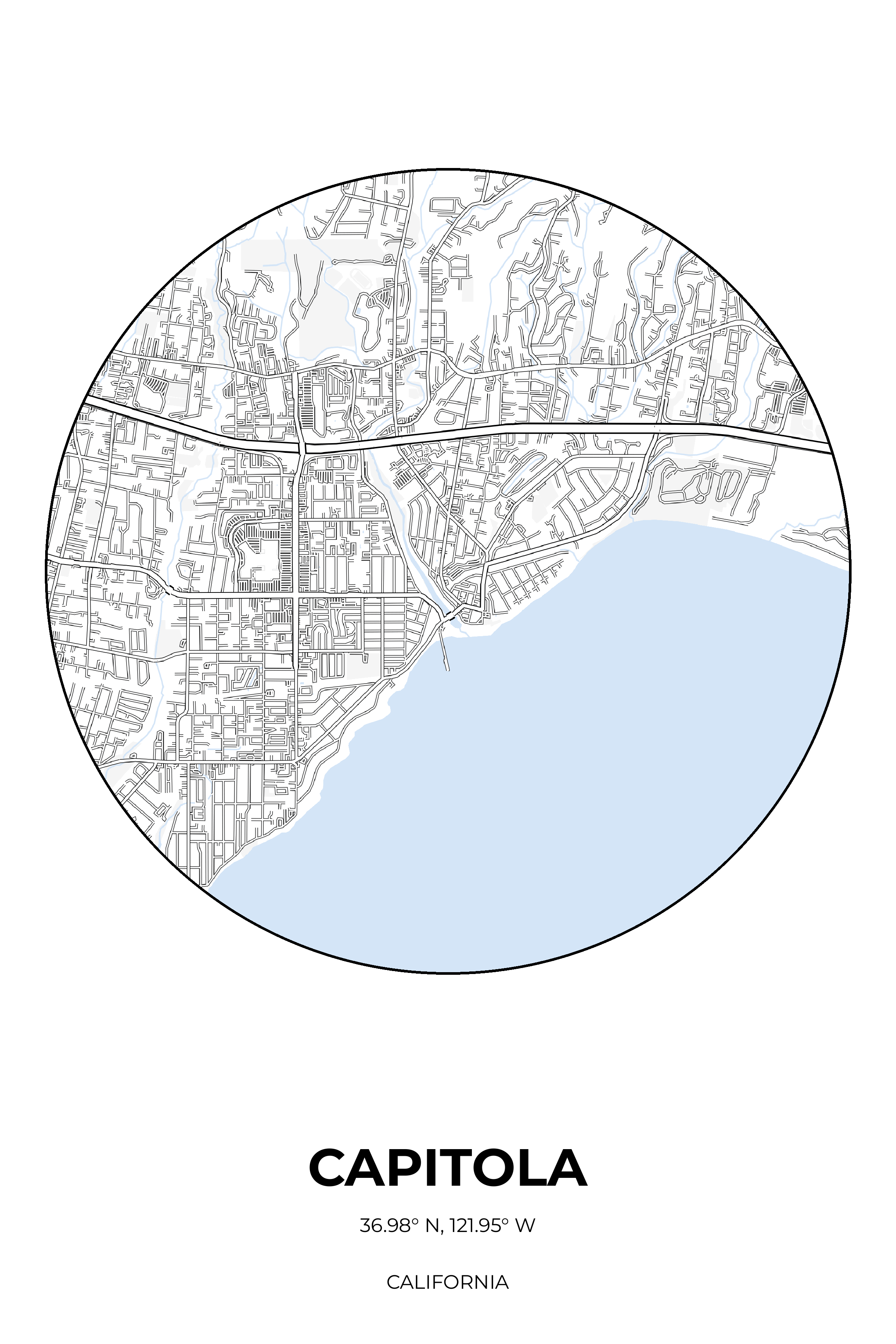 Capitola, California Winter circle map