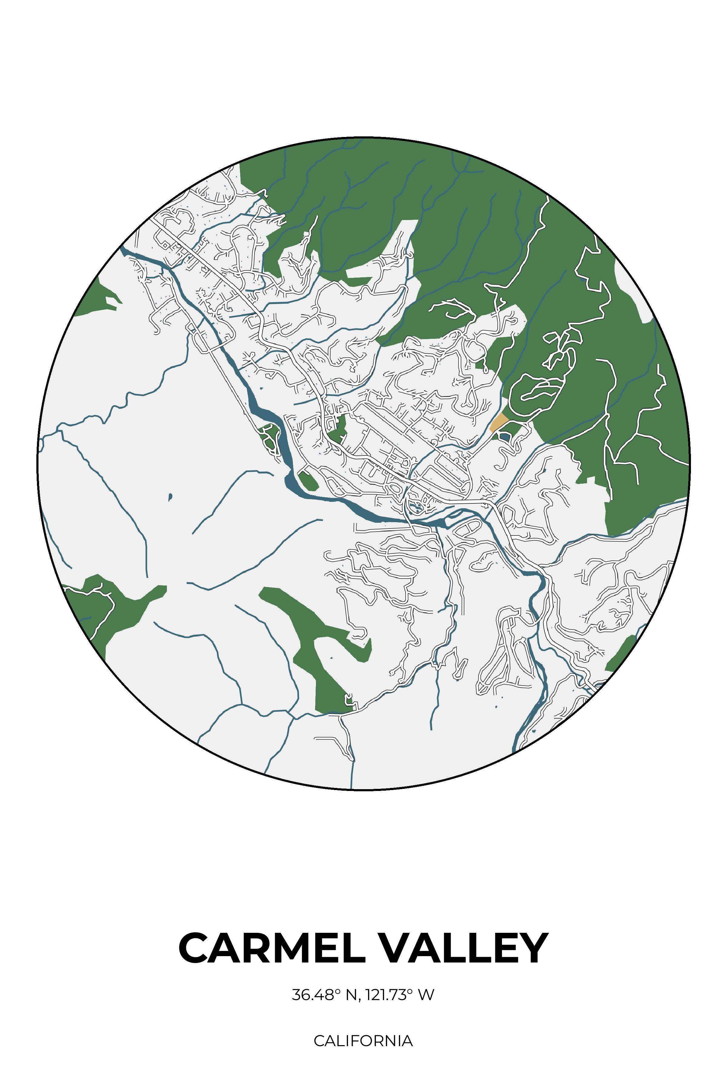 Carmel Valley, California Detailed circle map