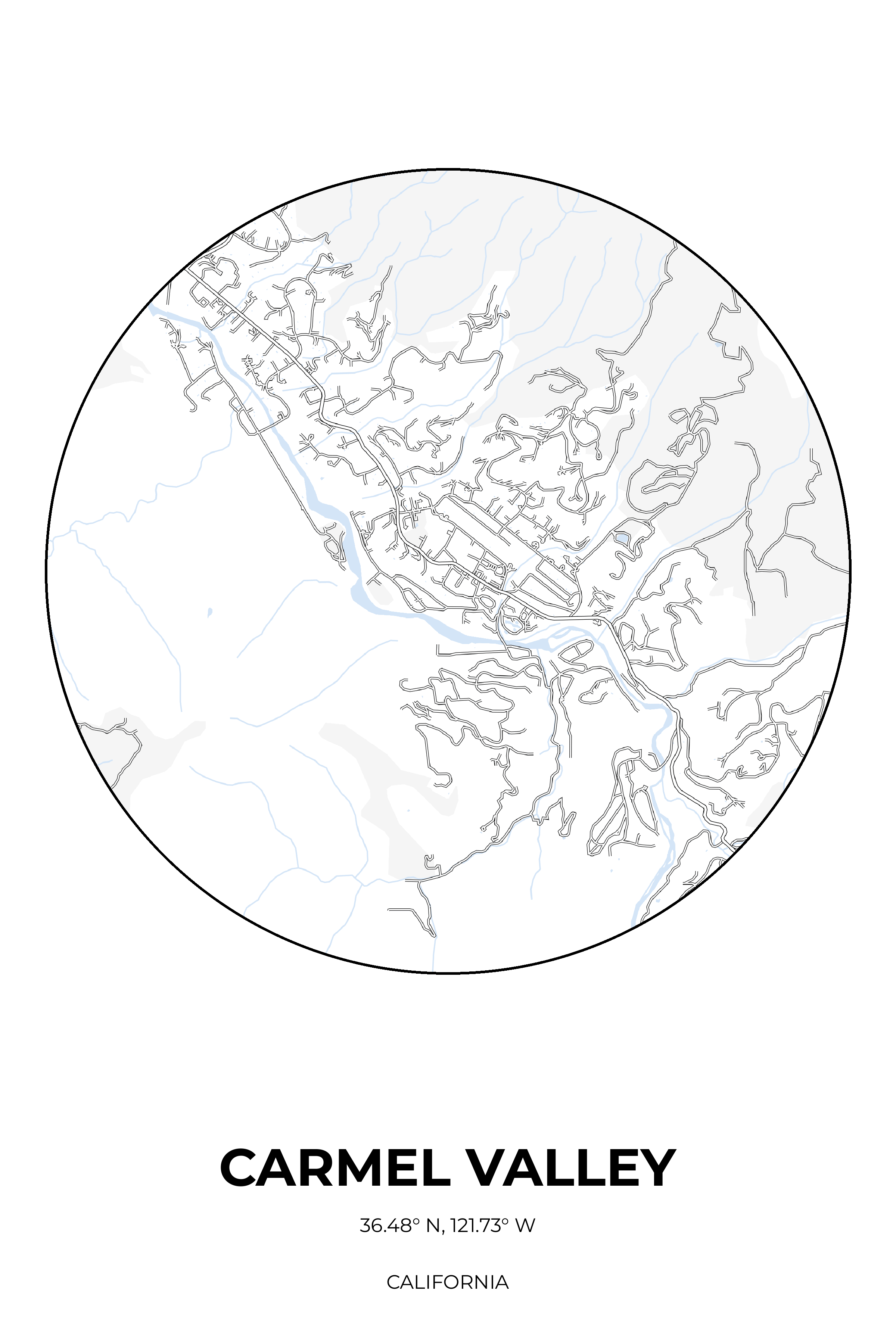 Carmel Valley, California Winter circle map