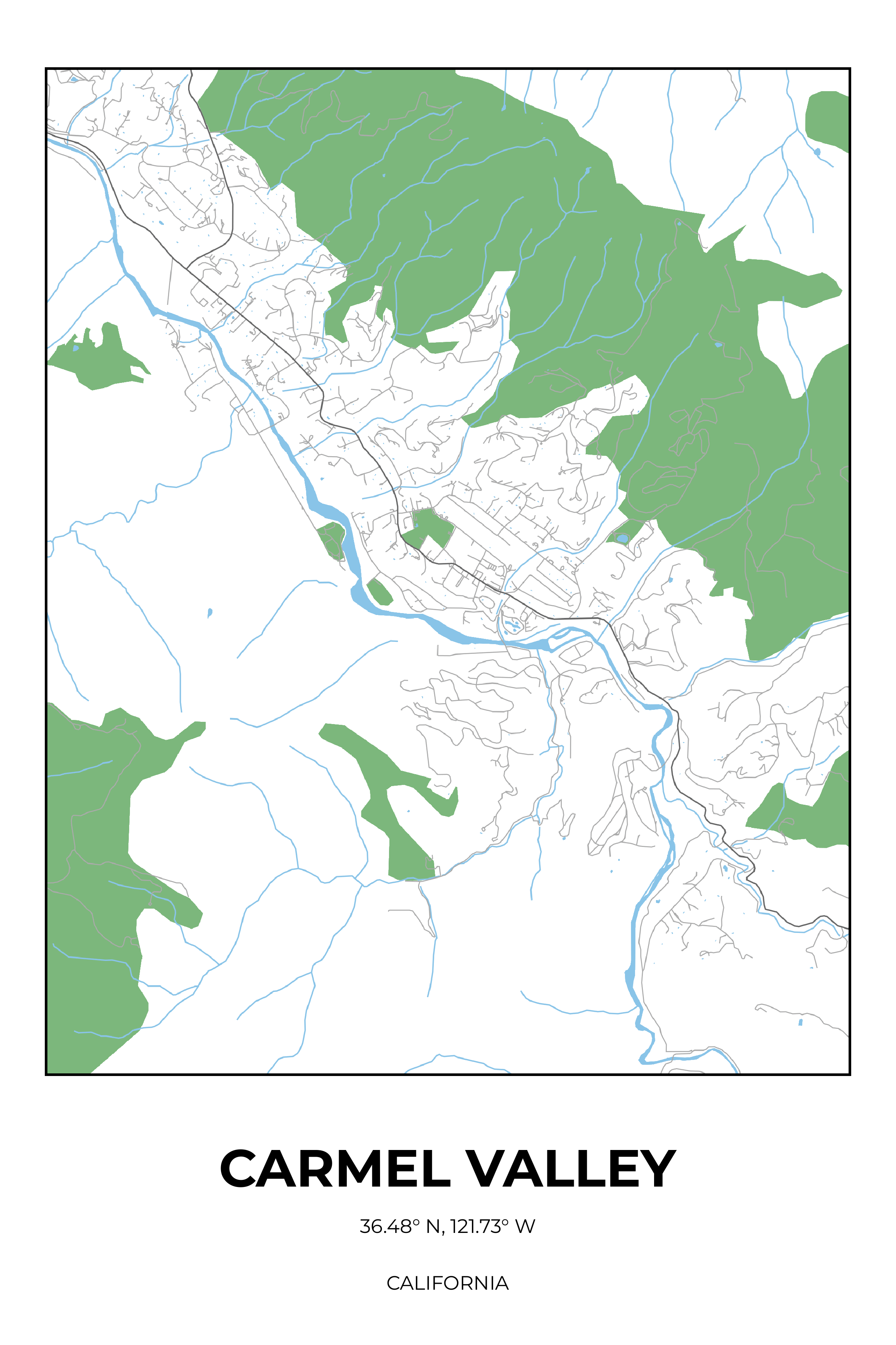 Carmel Valley, California Simple street map poster
