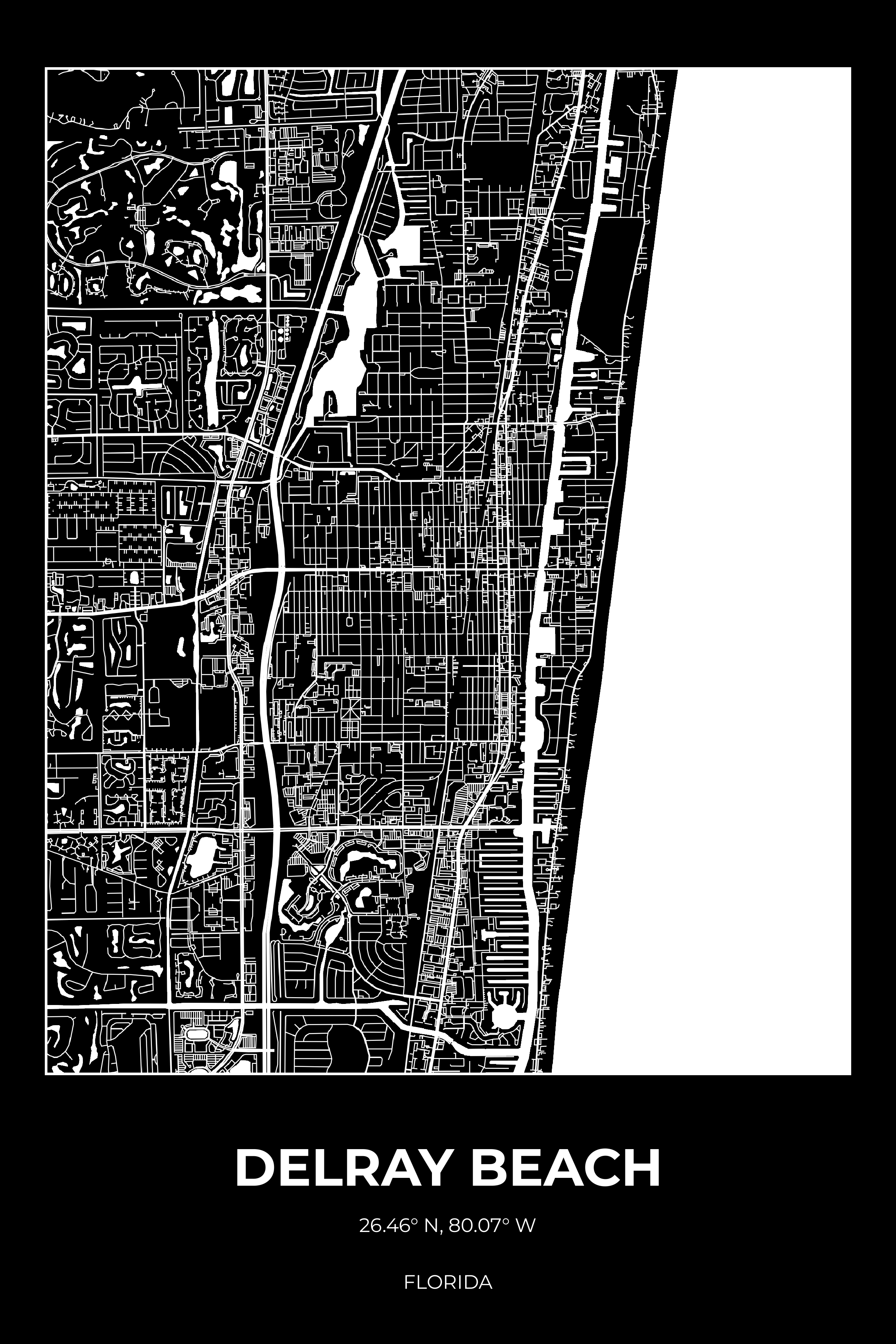 Delray Beach Florida Inverse Rectangle Map