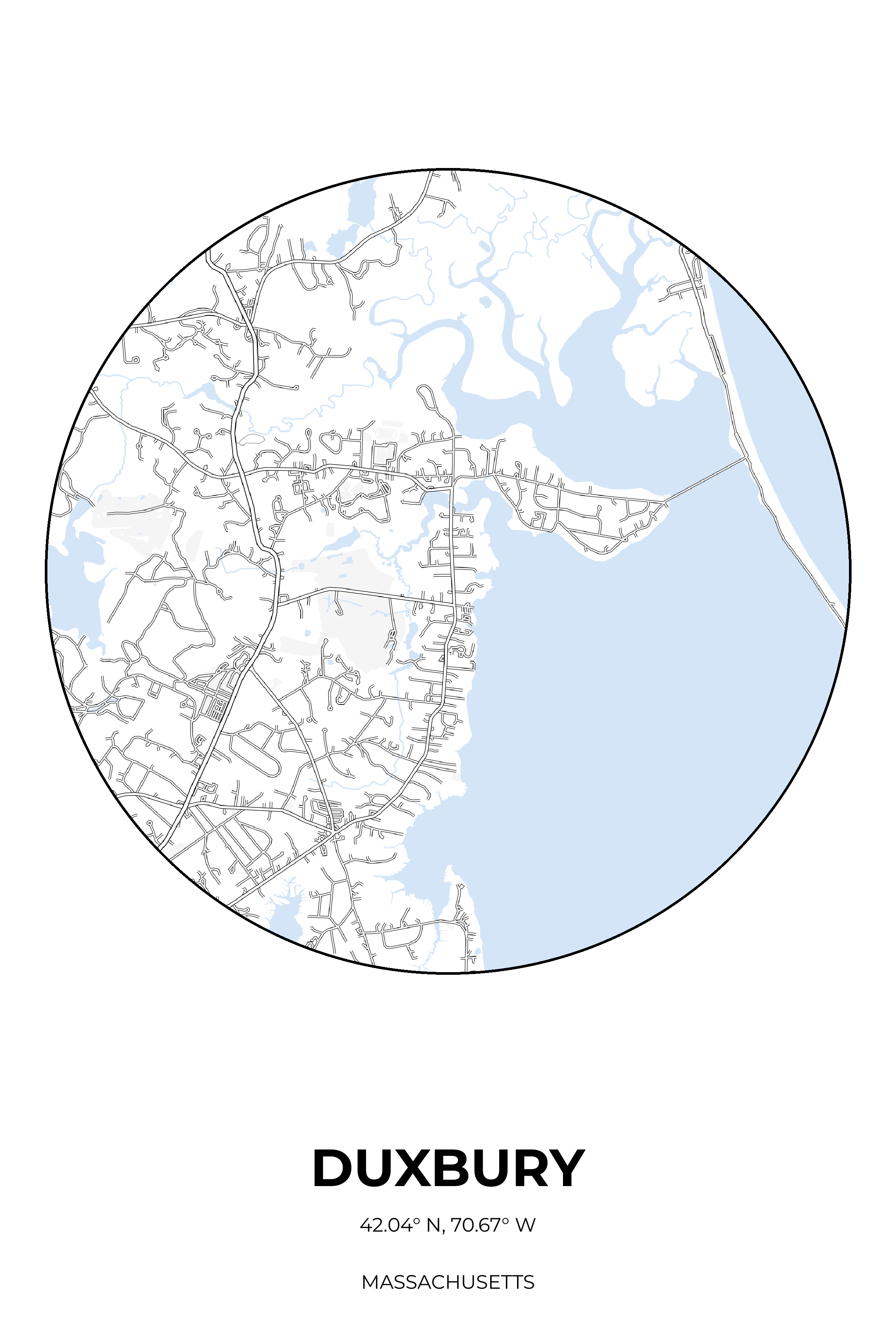 Duxbury, Massachusetts Winter circle map