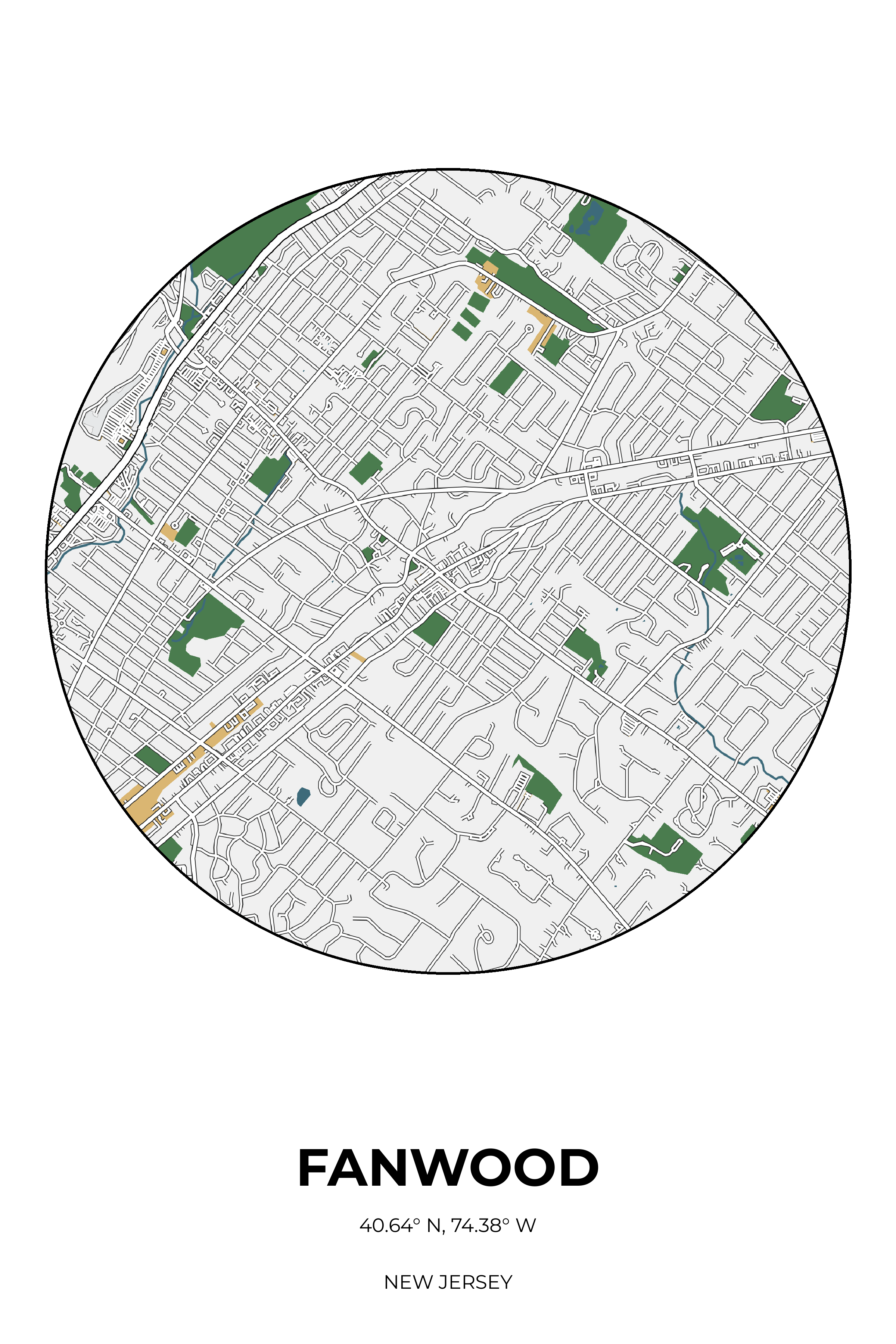 Fanwood, New Jersey Detailed circle map