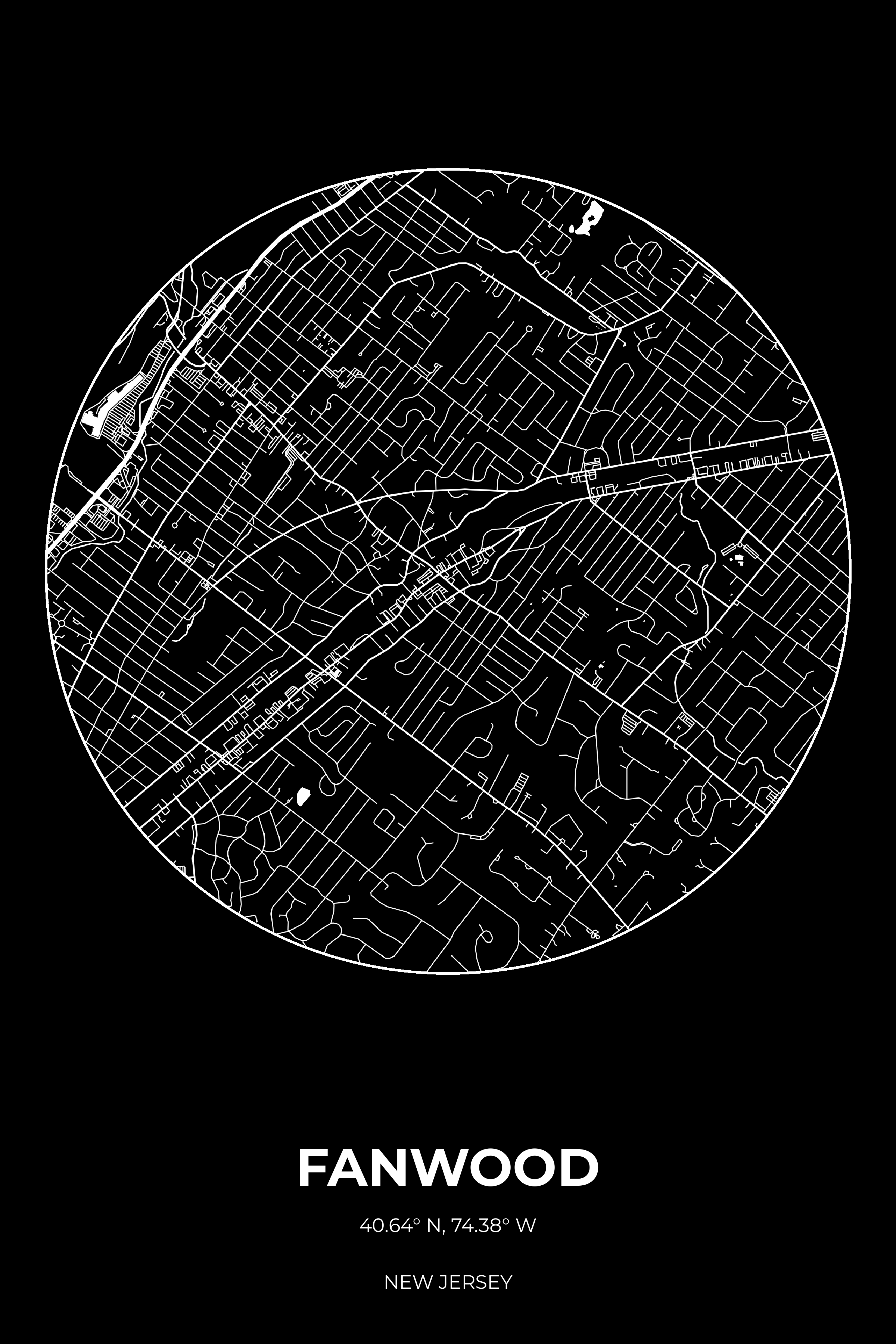 Fanwood, New Jersey Inverse circle map