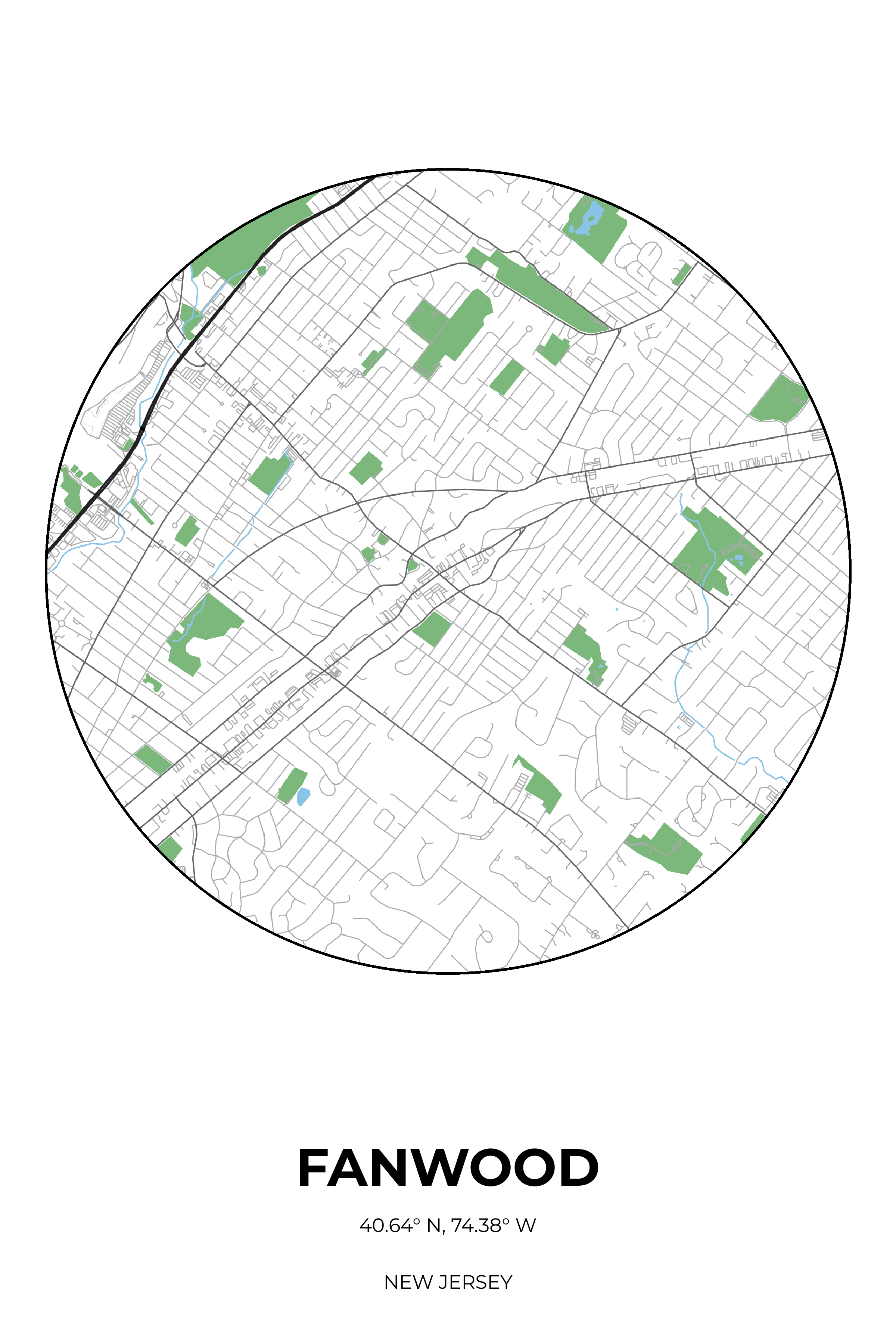 Fanwood, New Jersey Simple circle map