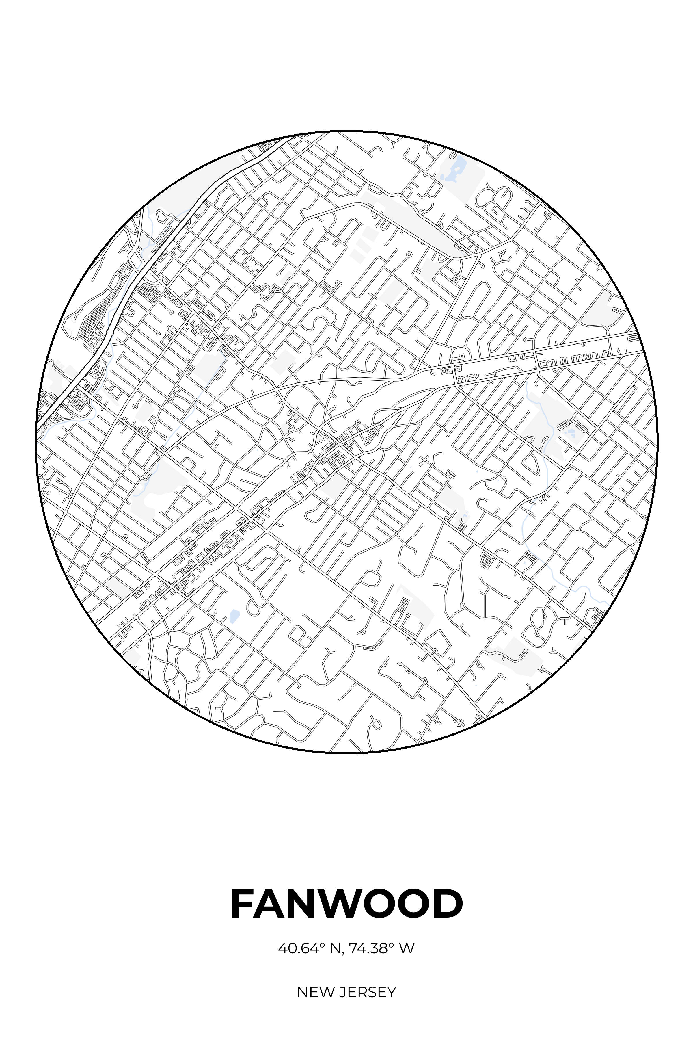 Fanwood, New Jersey Winter circle map