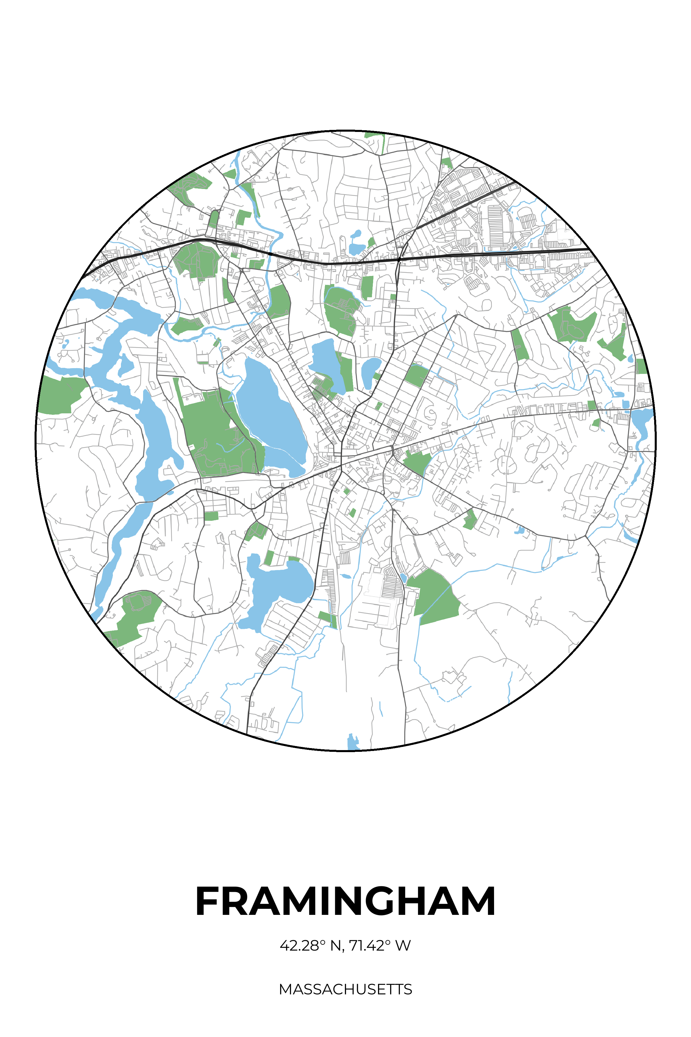 Framingham, Massachusetts Simple circle map
