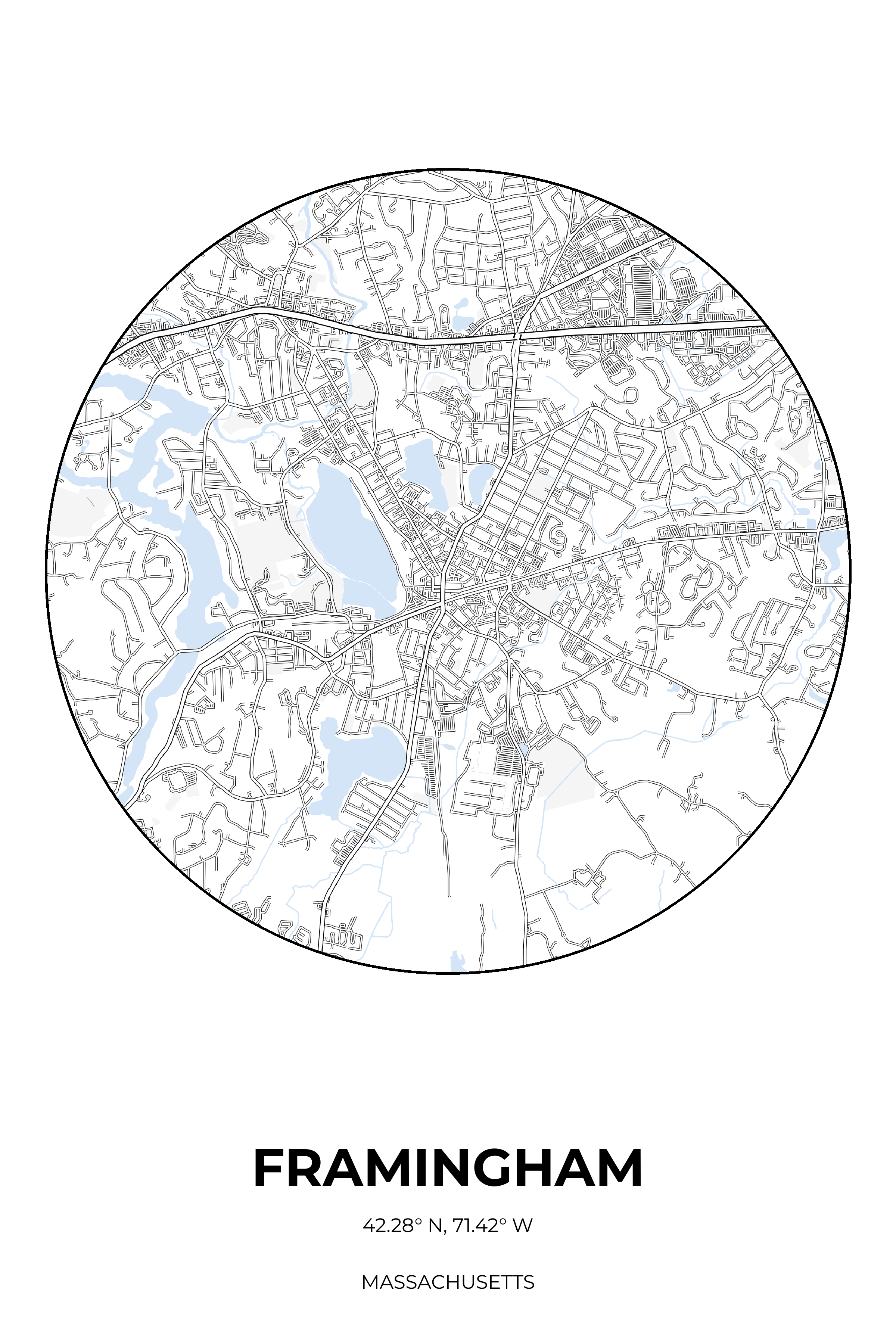 Framingham, Massachusetts Winter circle map