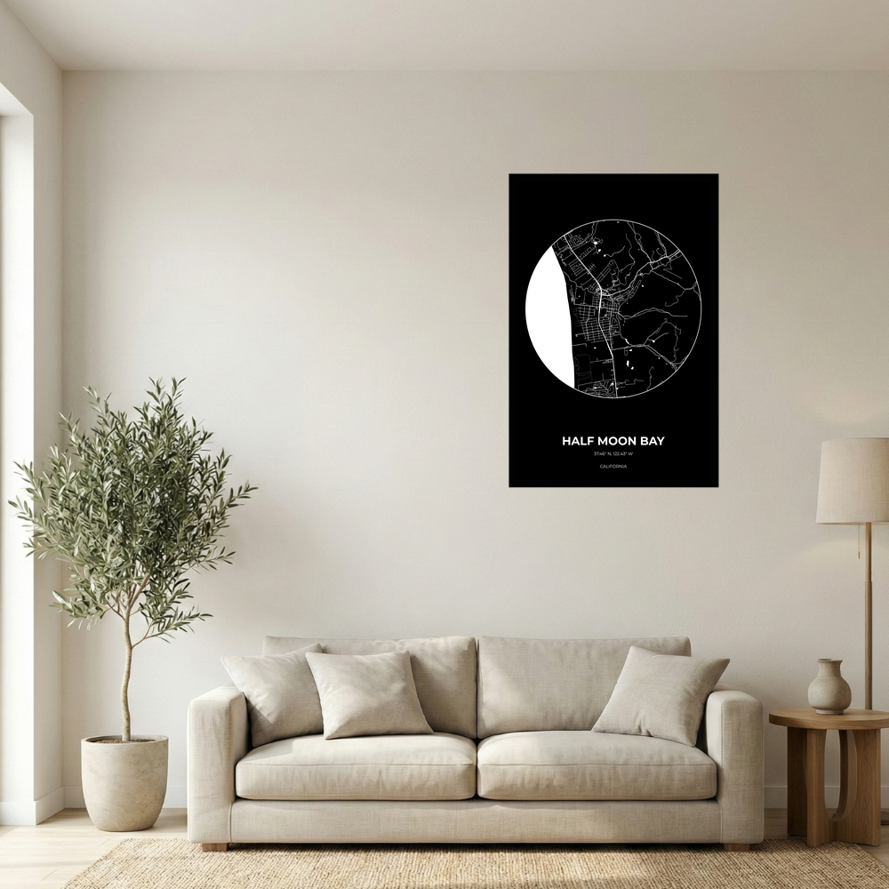 Half Moon Bay, California Inverse circle mockup