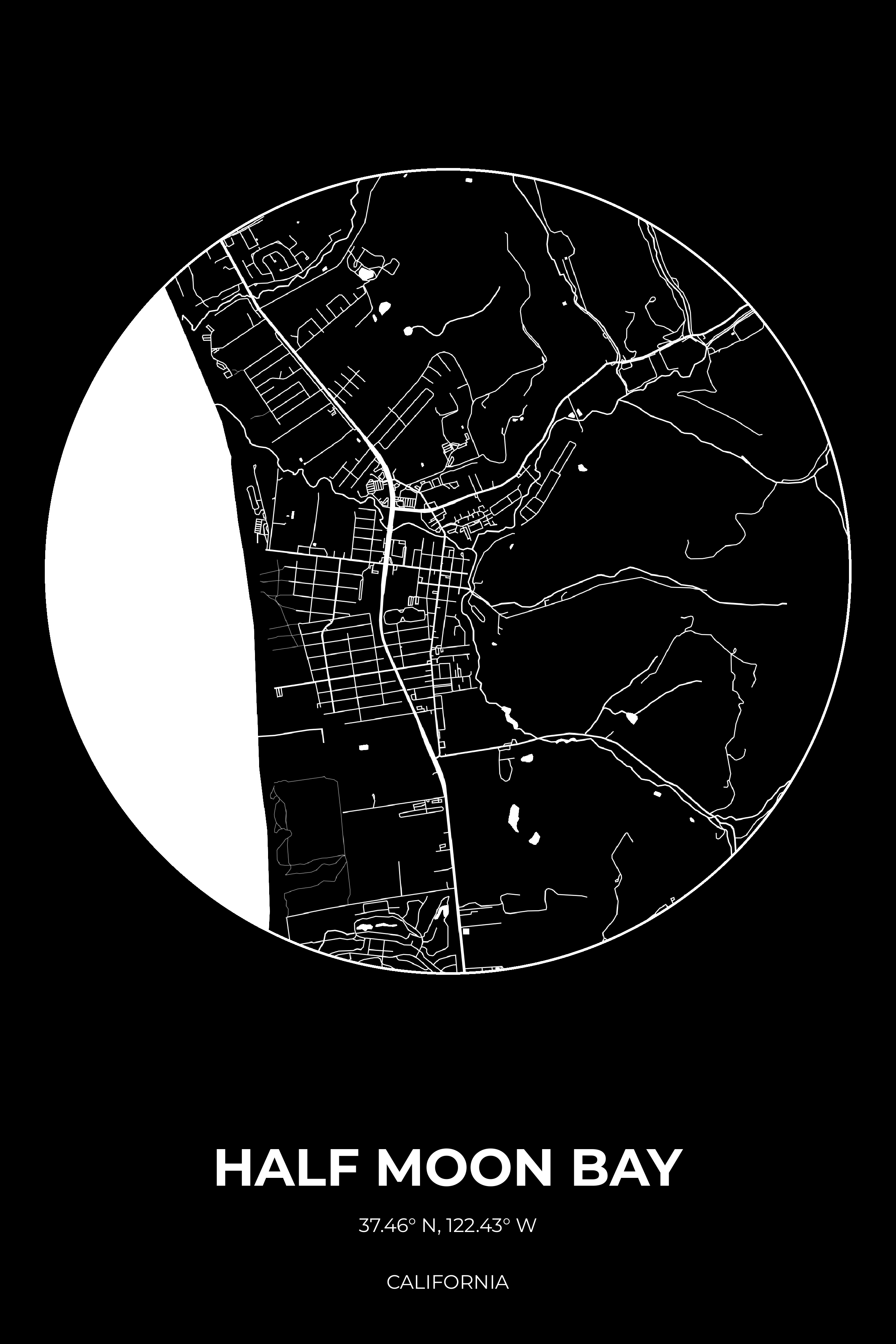 Half Moon Bay, California Inverse circle map