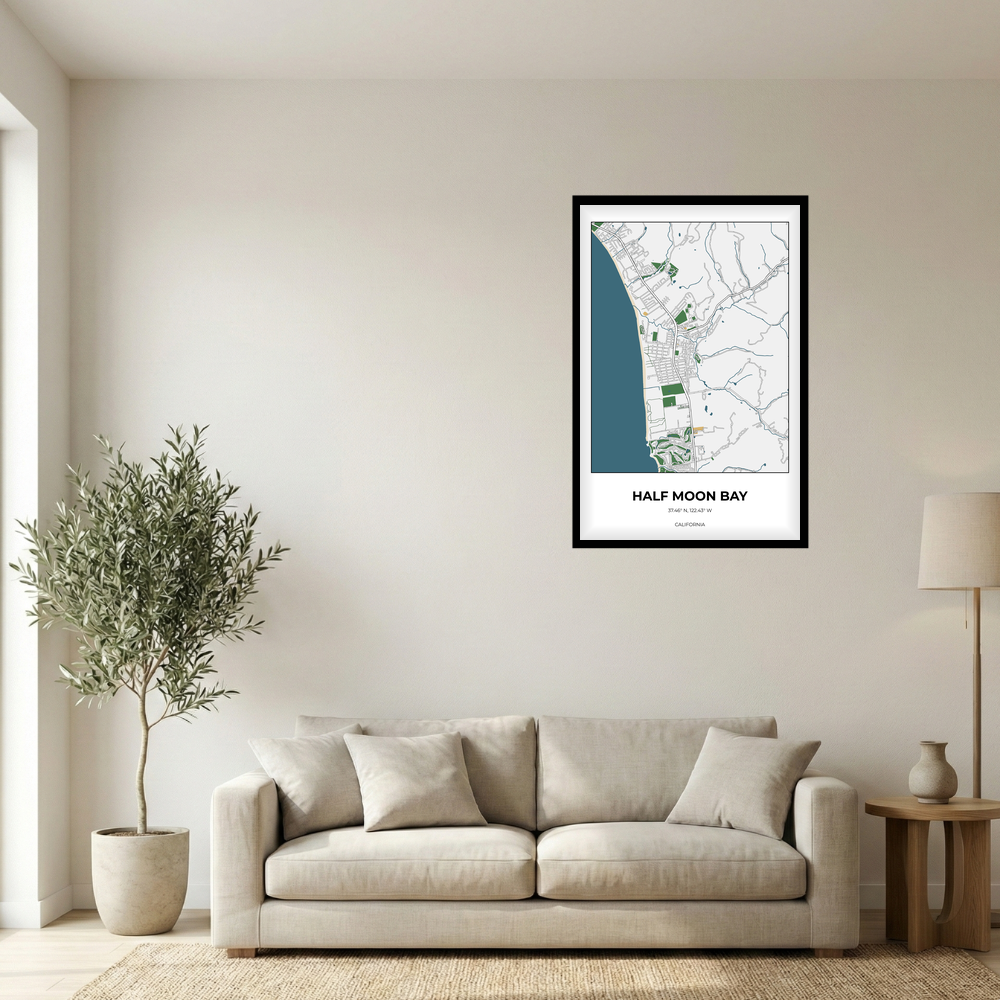 Half Moon Bay, California Detailed rectangle mockup