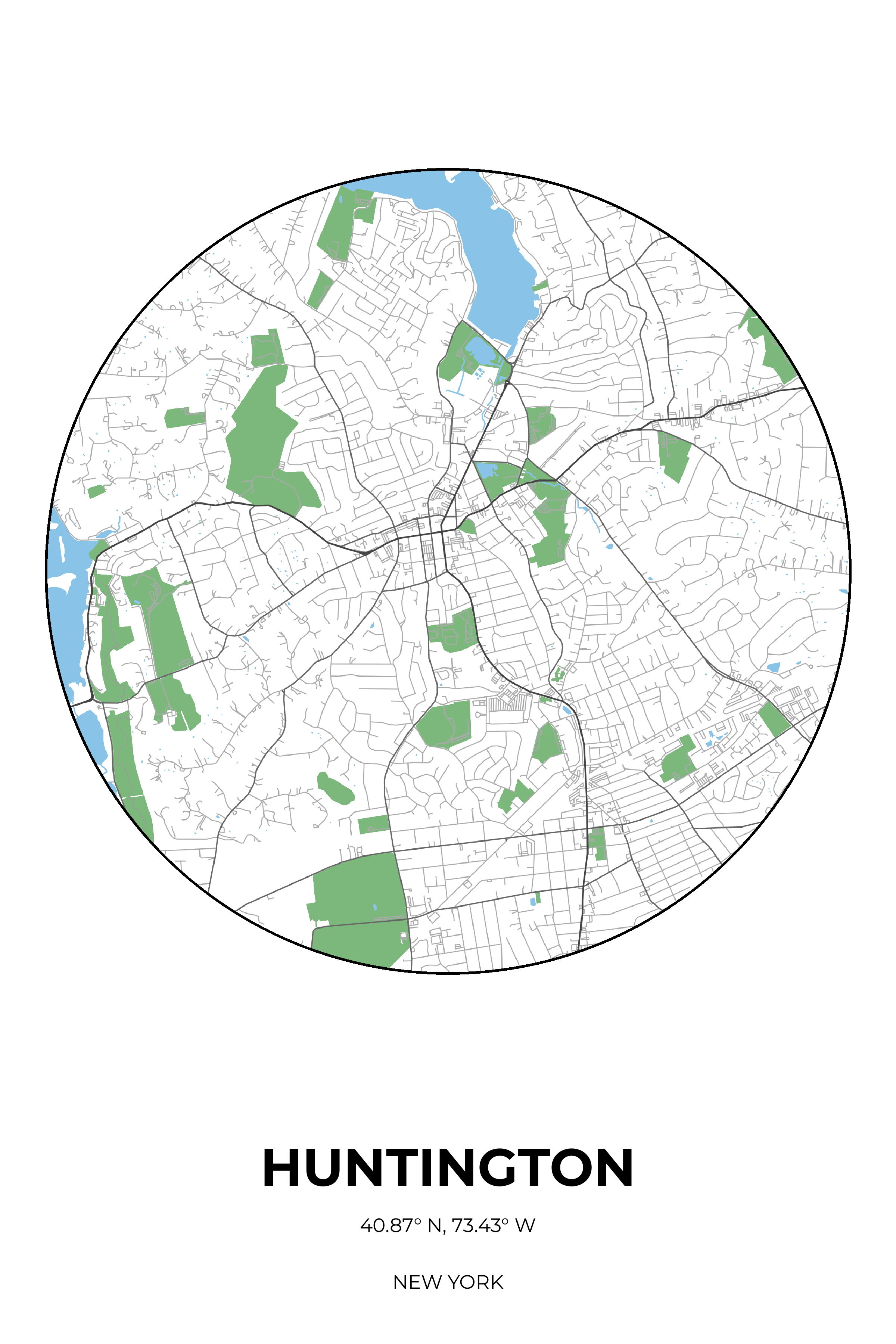Huntington, New York Simple circle map