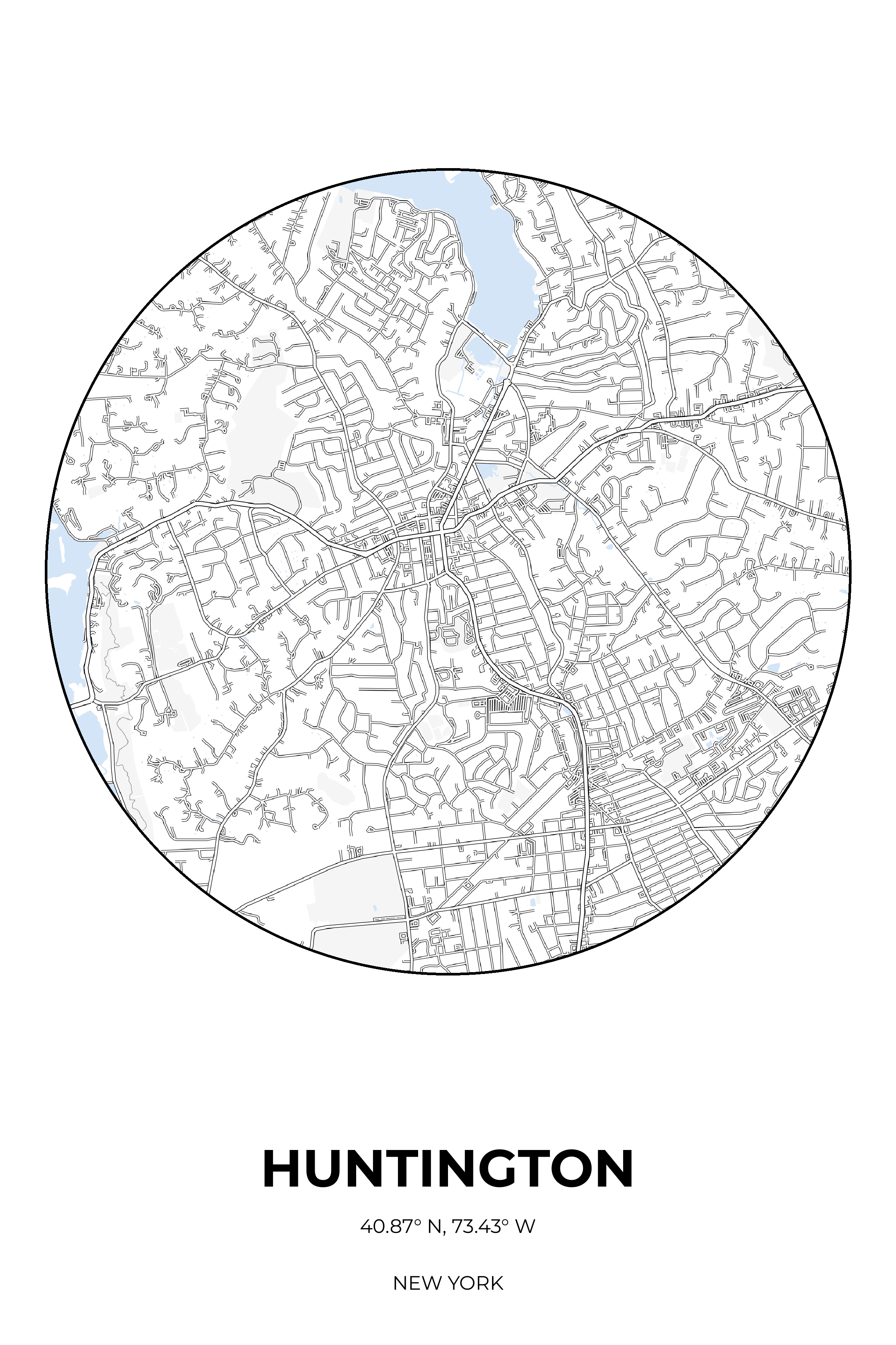 Huntington, New York Winter circle map