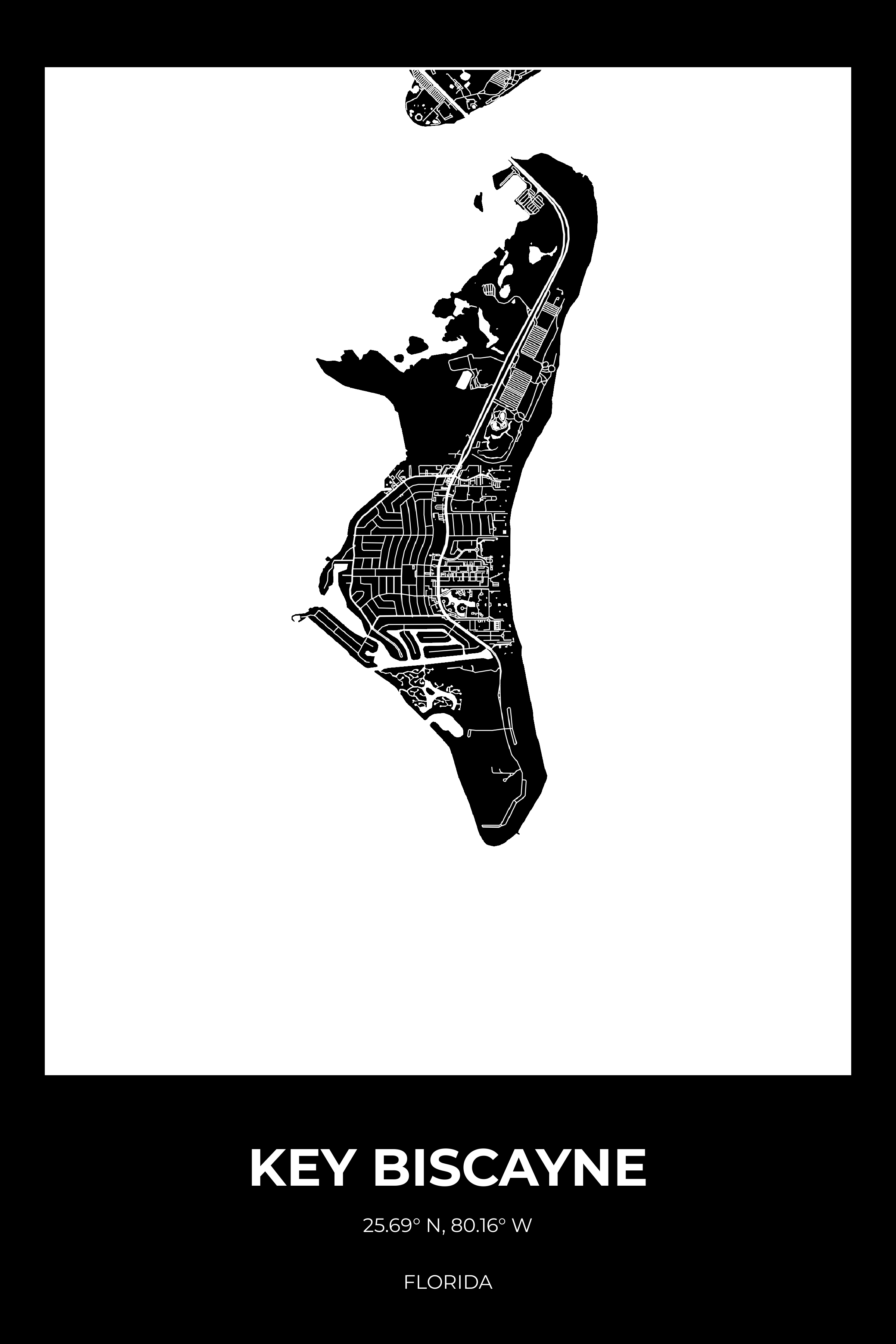 Key Biscayne Florida Inverse Rectangle Map