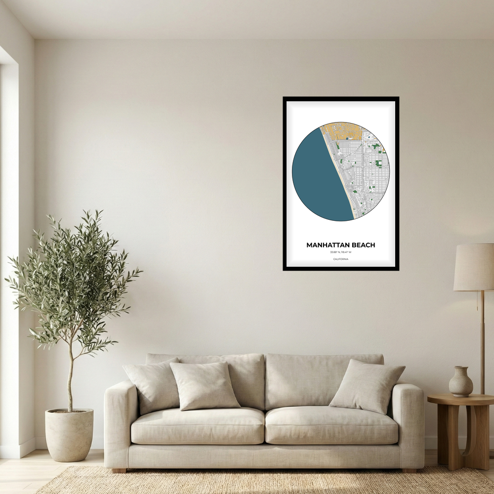 Manhattan Beach, California Detailed circle mockup