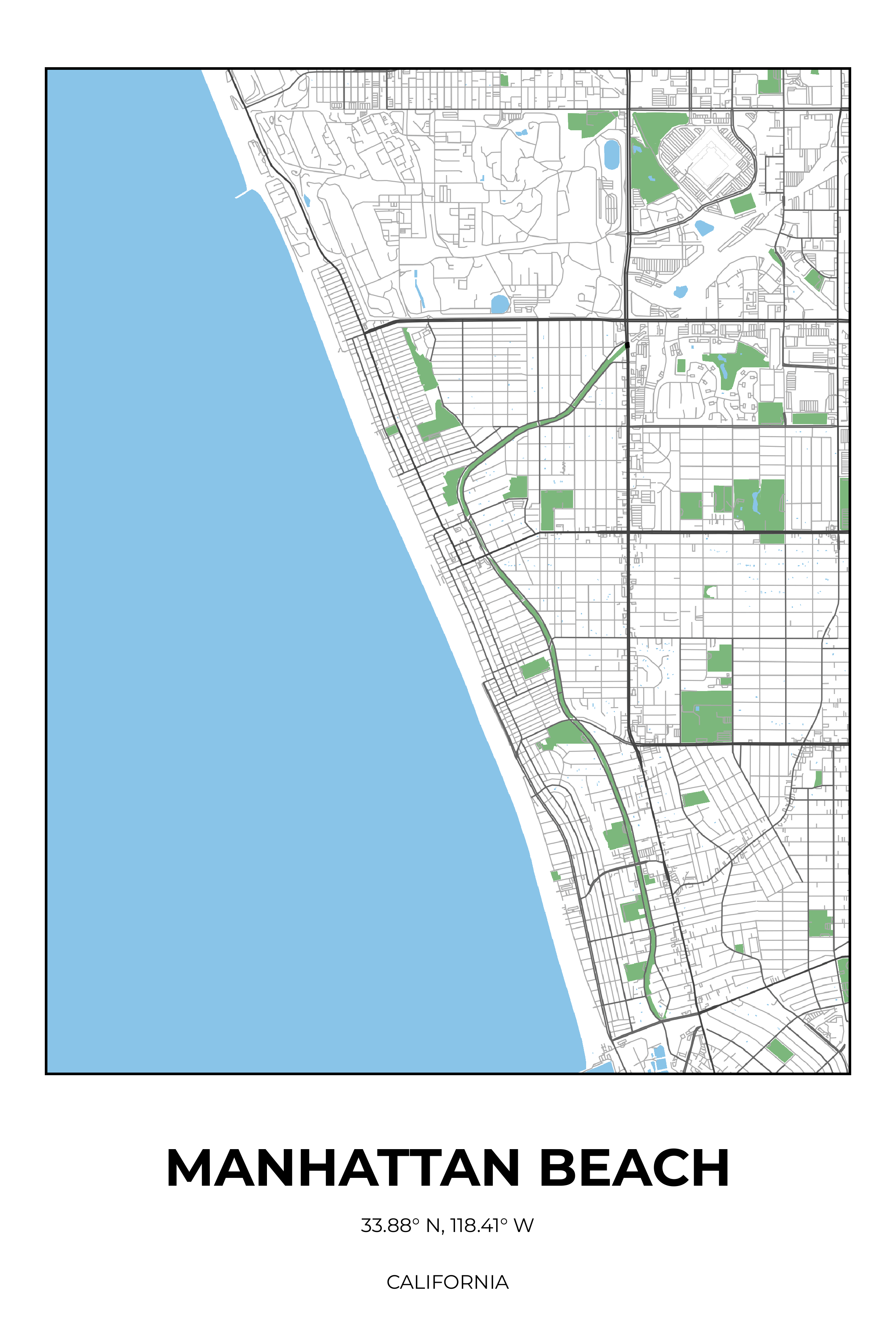 Manhattan Beach, California Simple street map poster