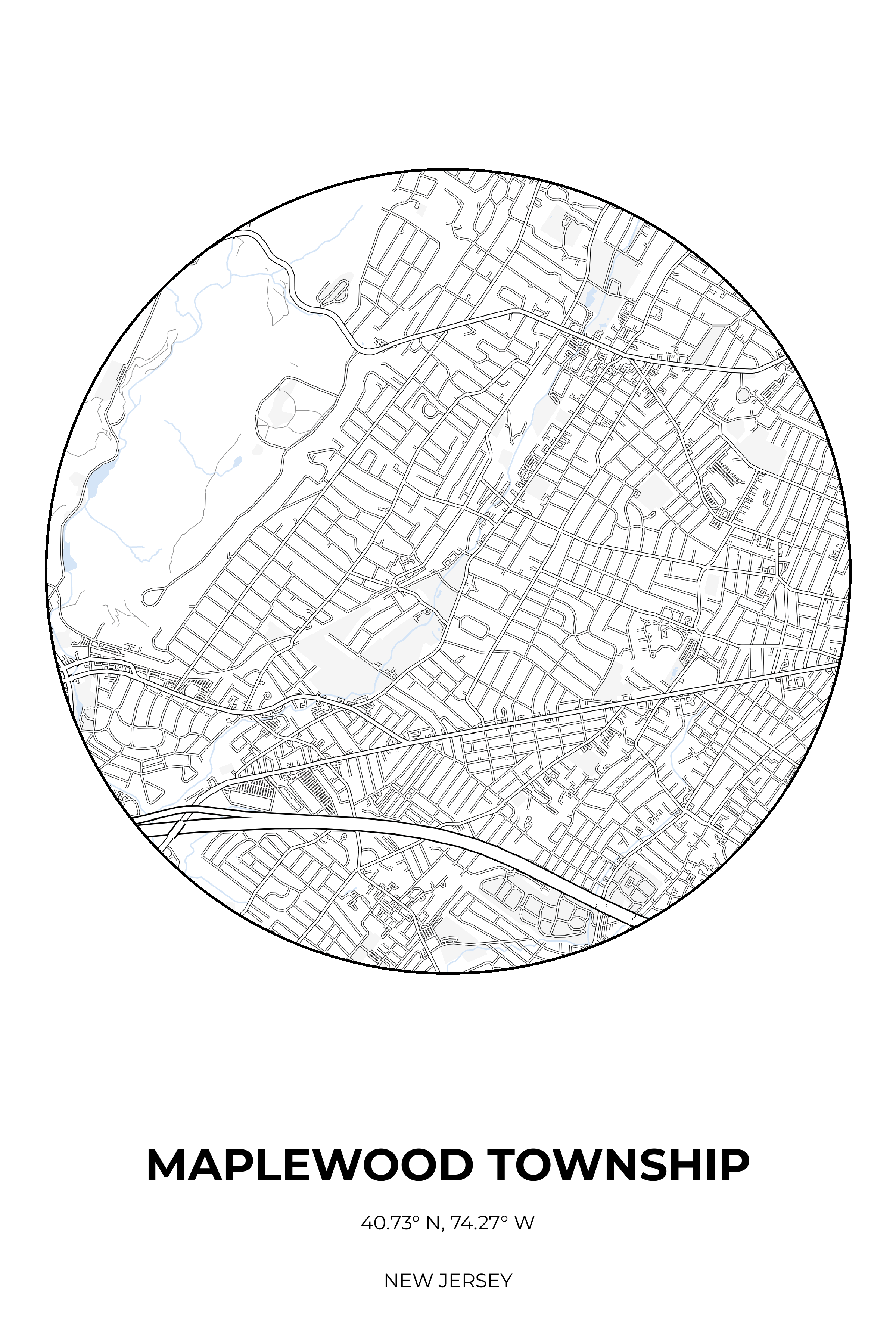 Maplewood Township, New Jersey Winter circle map