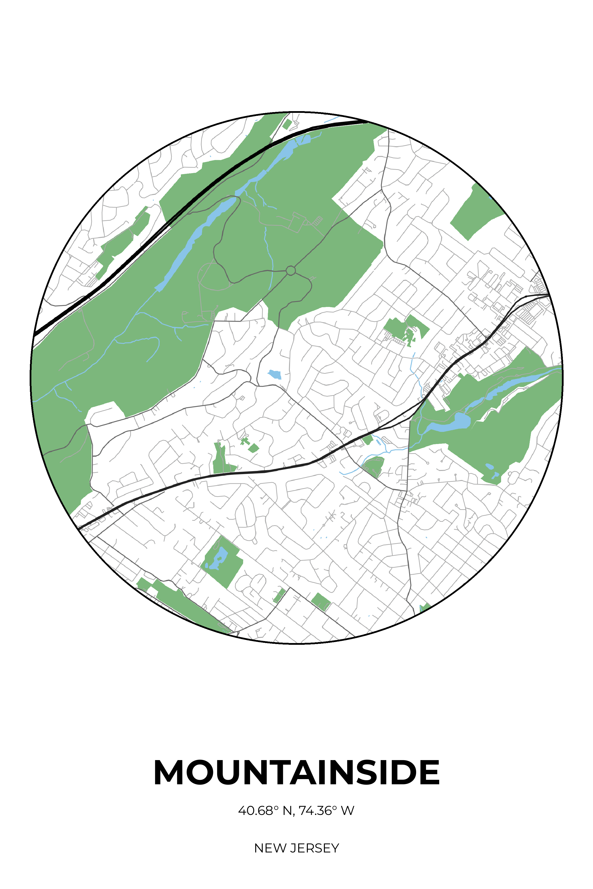 Mountainside, New Jersey Simple circle map