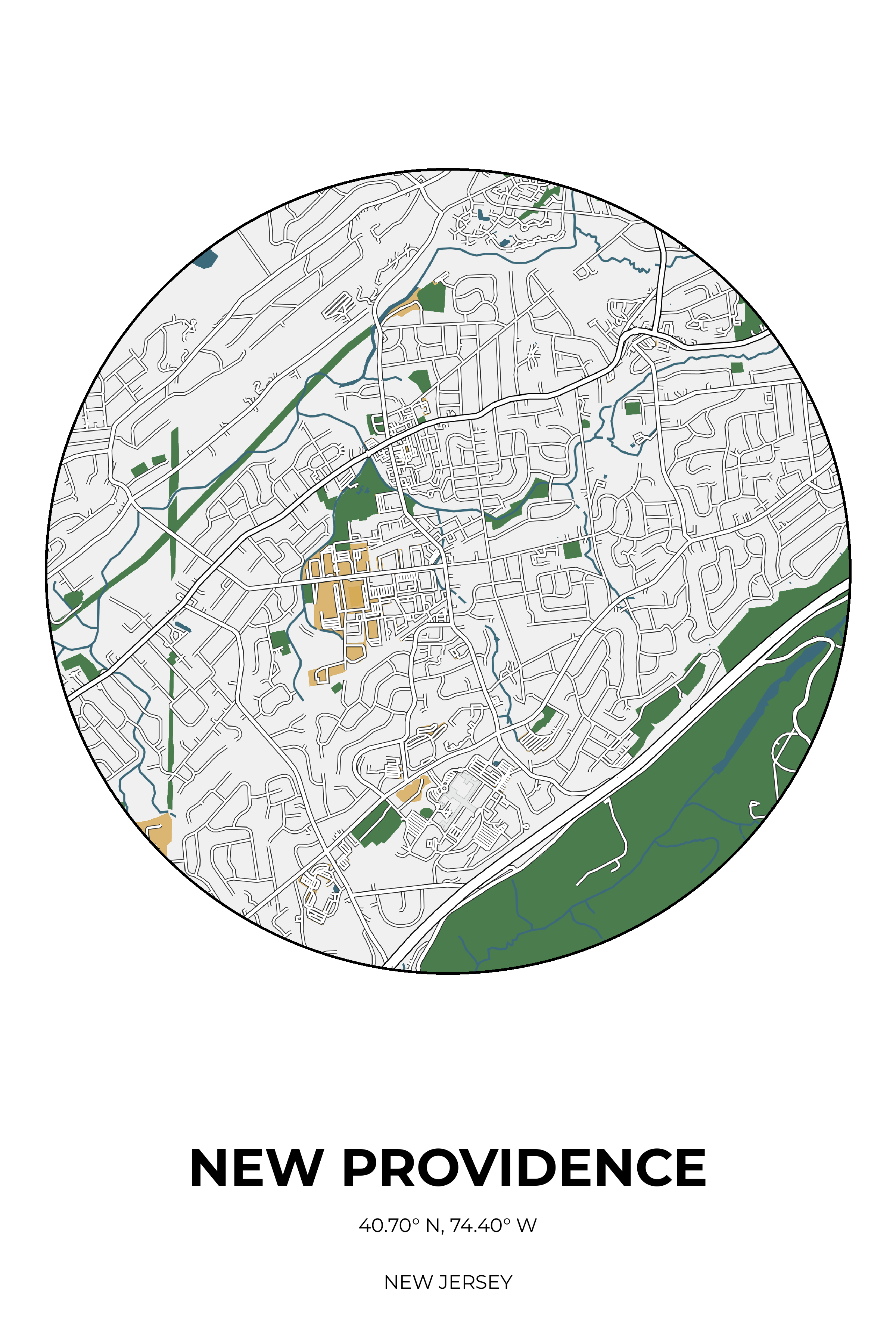 New Providence, New Jersey Detailed circle map