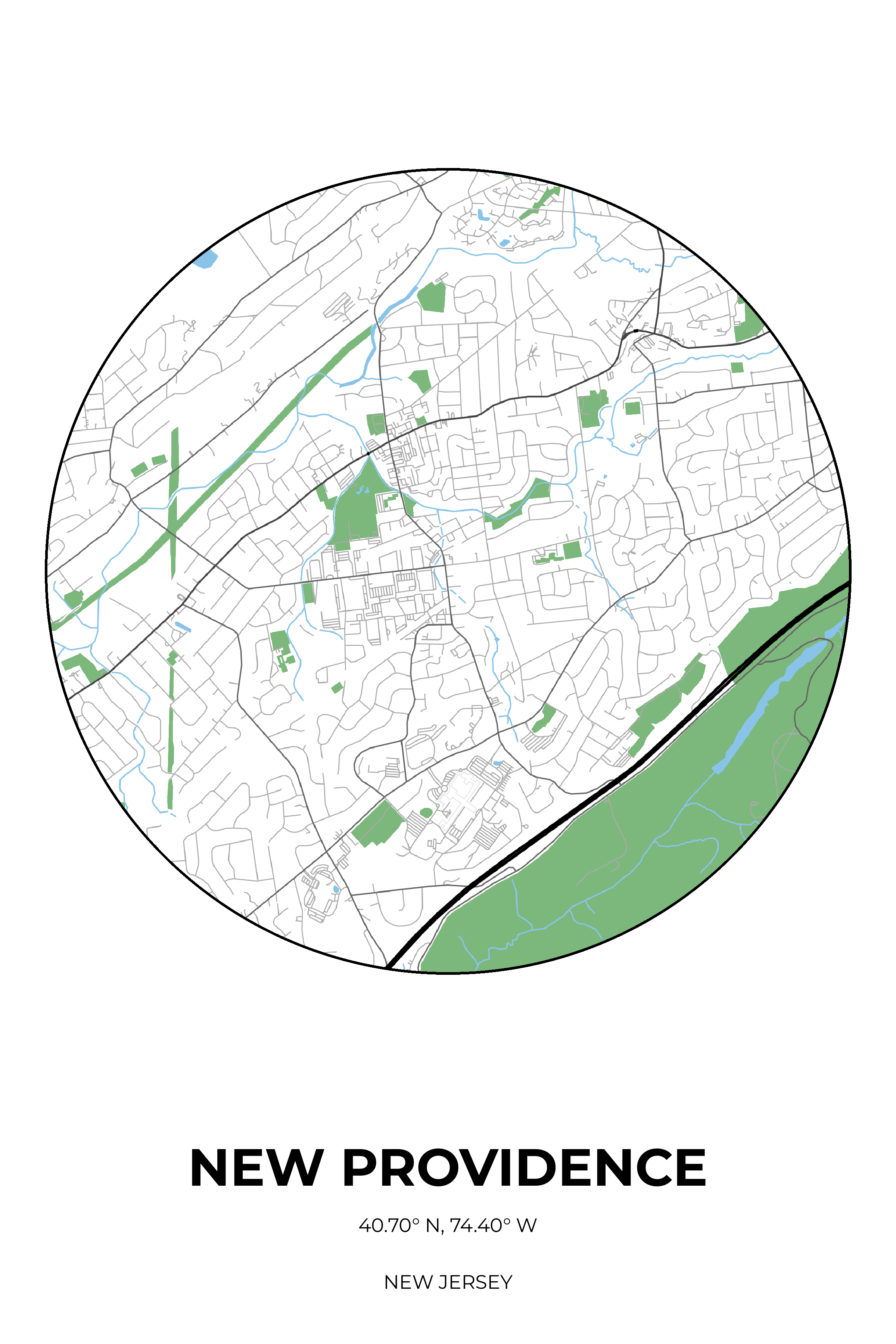 New Providence, New Jersey Simple circle map