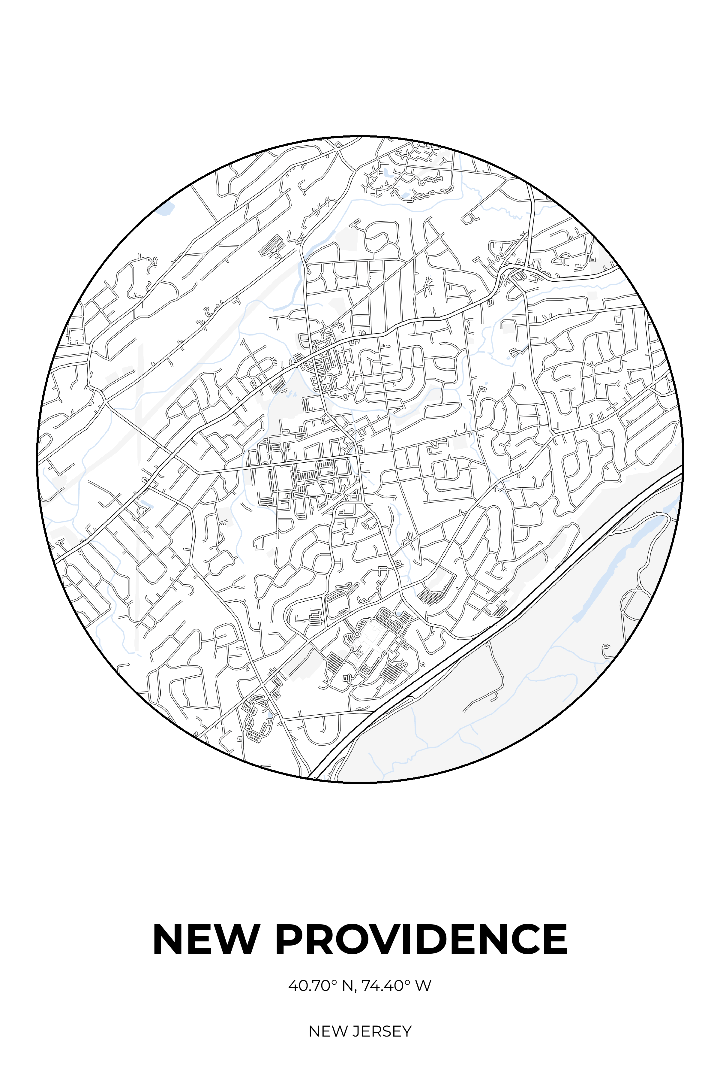 New Providence, New Jersey Winter circle map