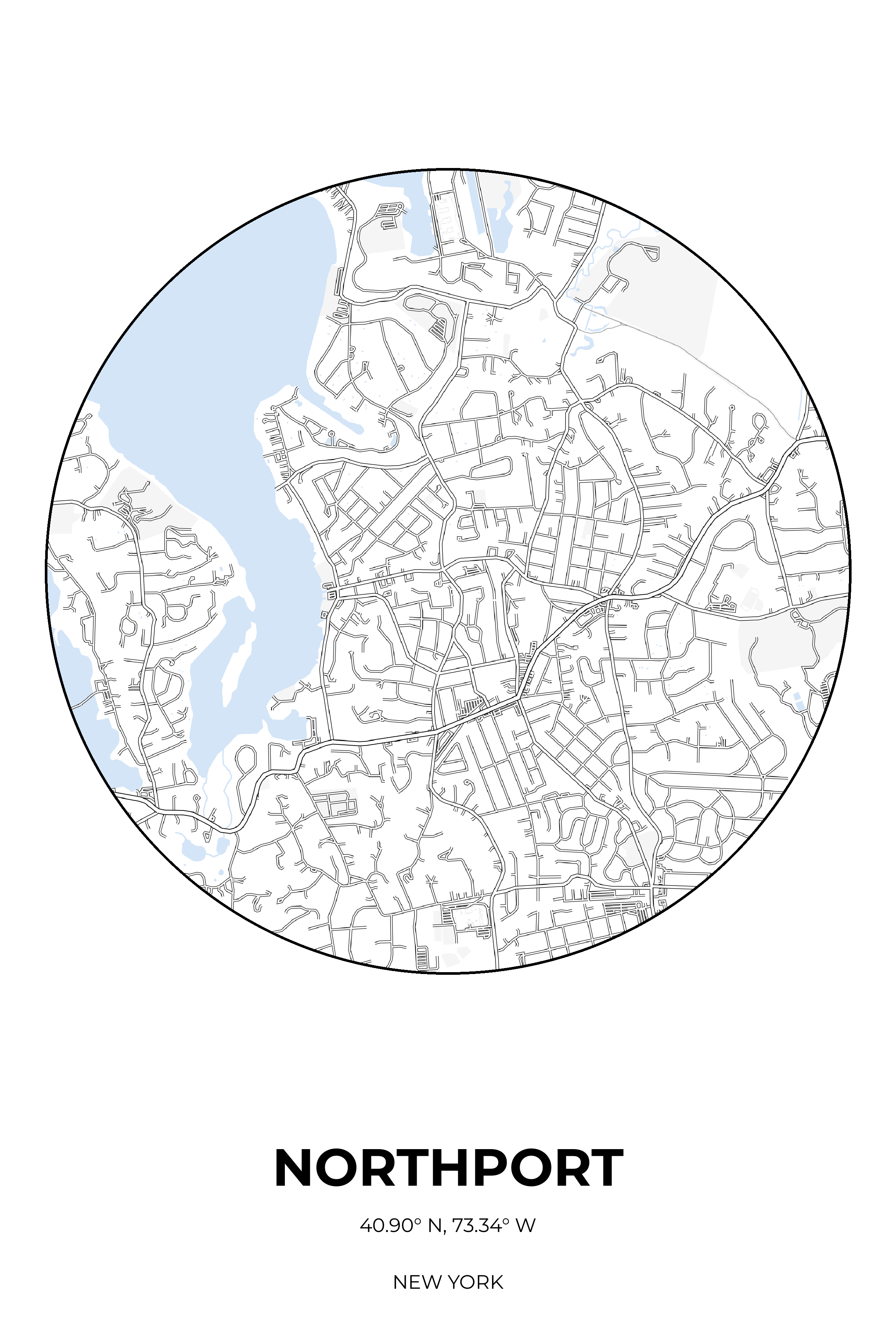 Northport, New York Winter circle map