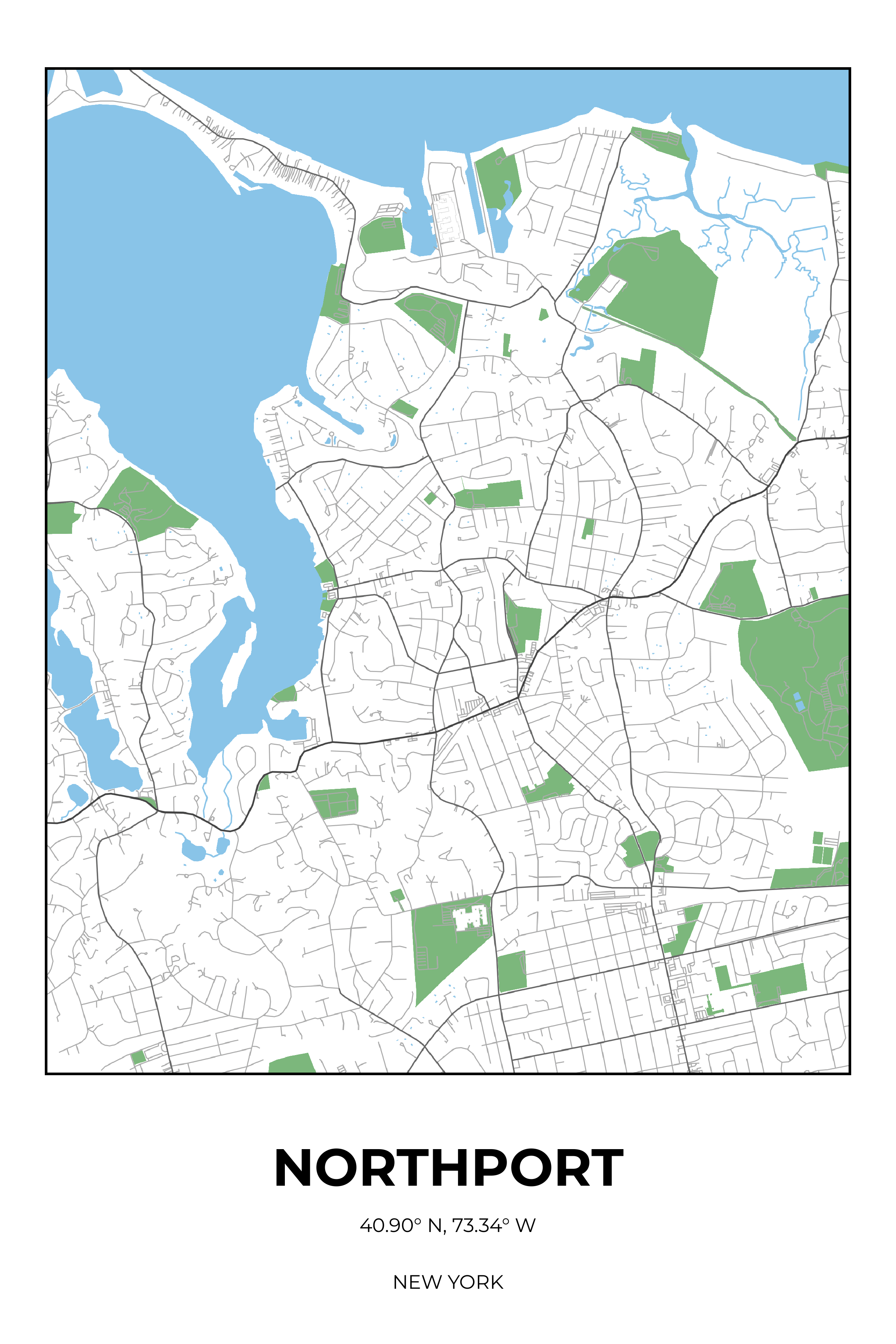 Northport, New York Simple street map poster