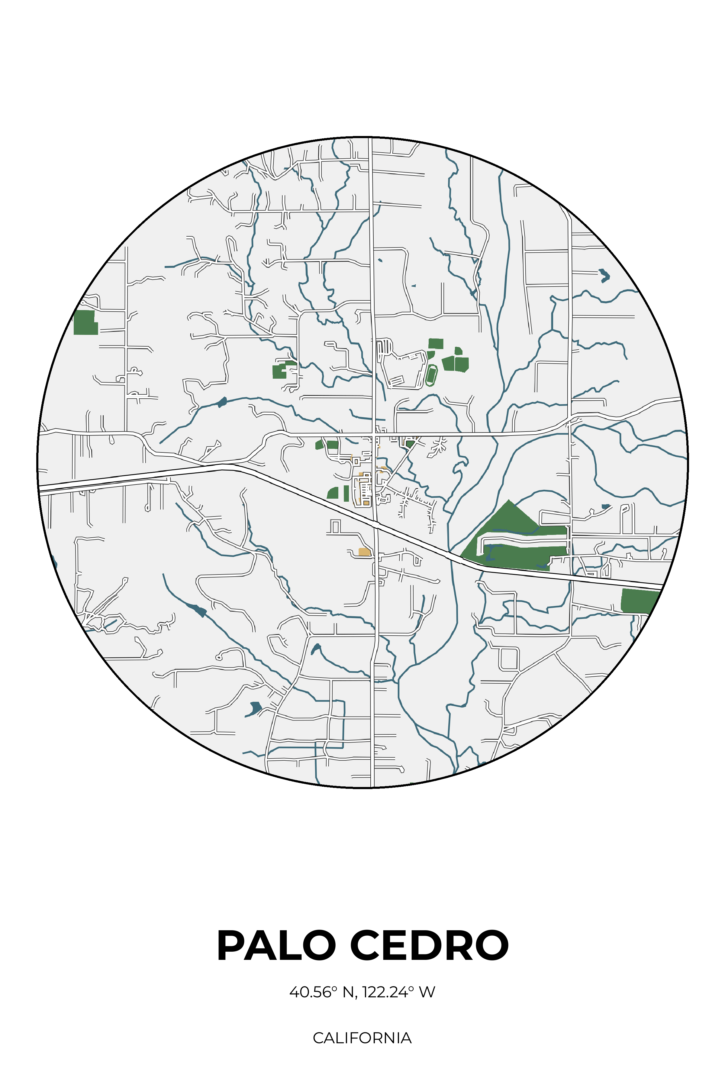 Palo Cedro, California Detailed circle map