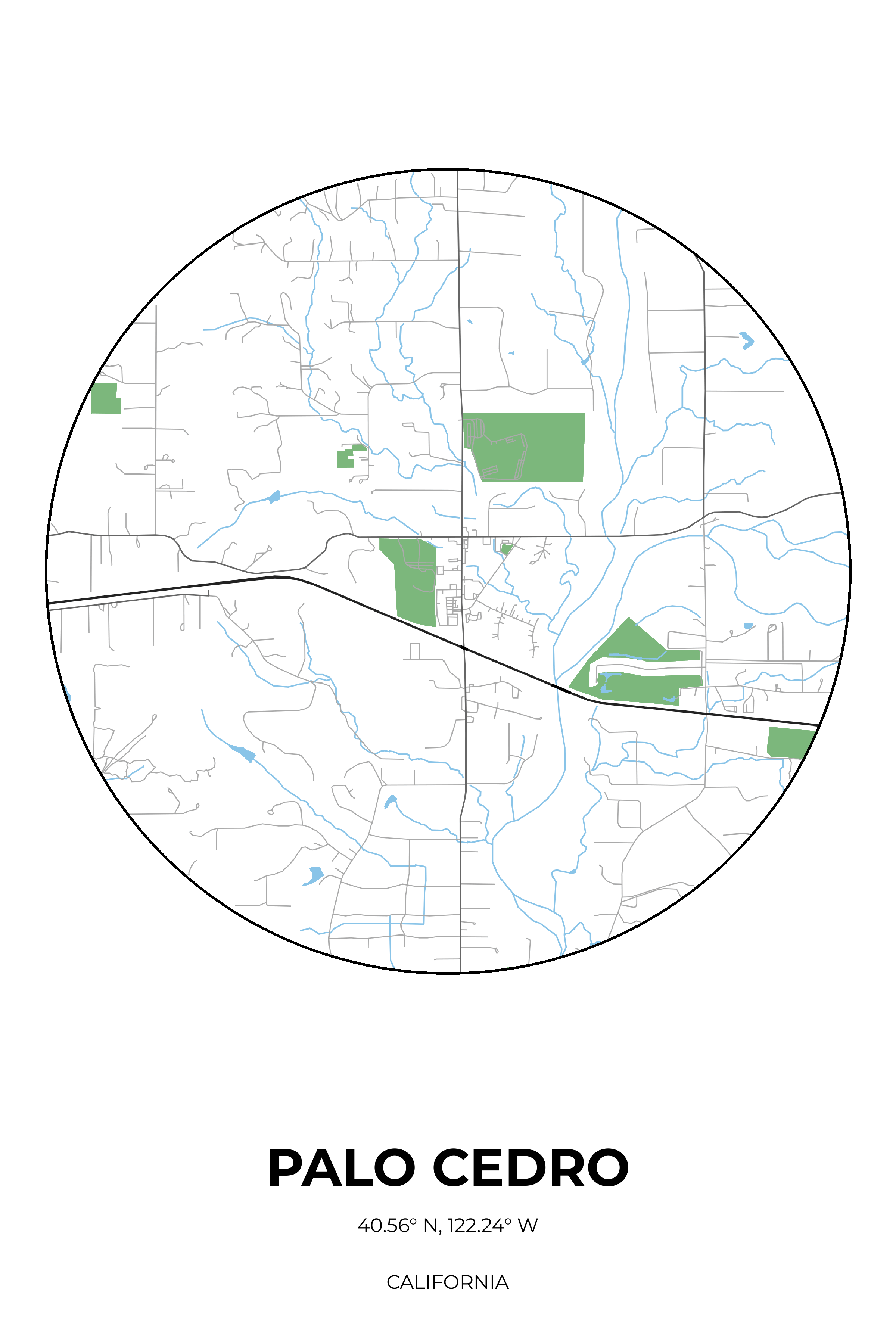 Palo Cedro, California Simple circle map