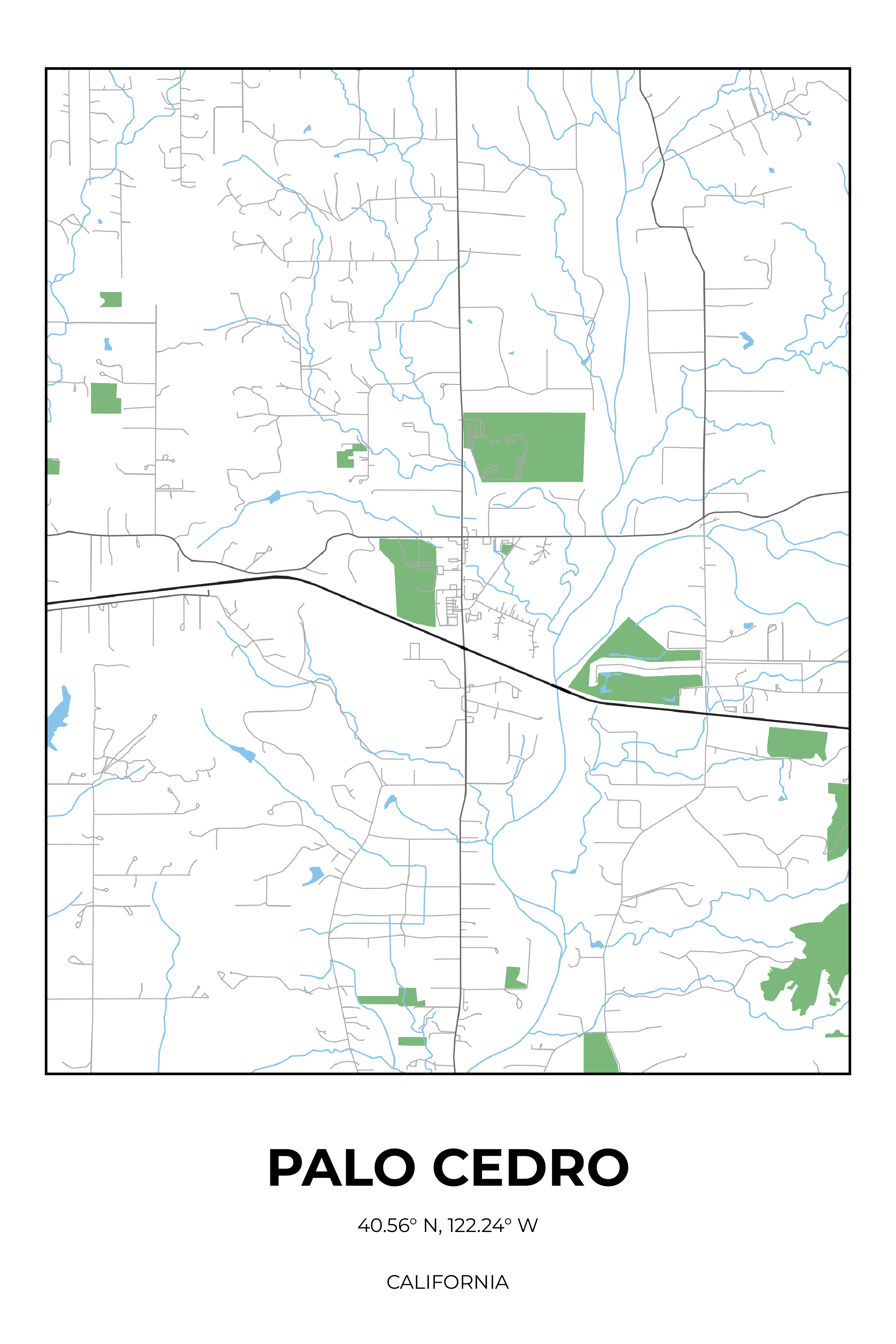 Palo Cedro, California Simple street map poster