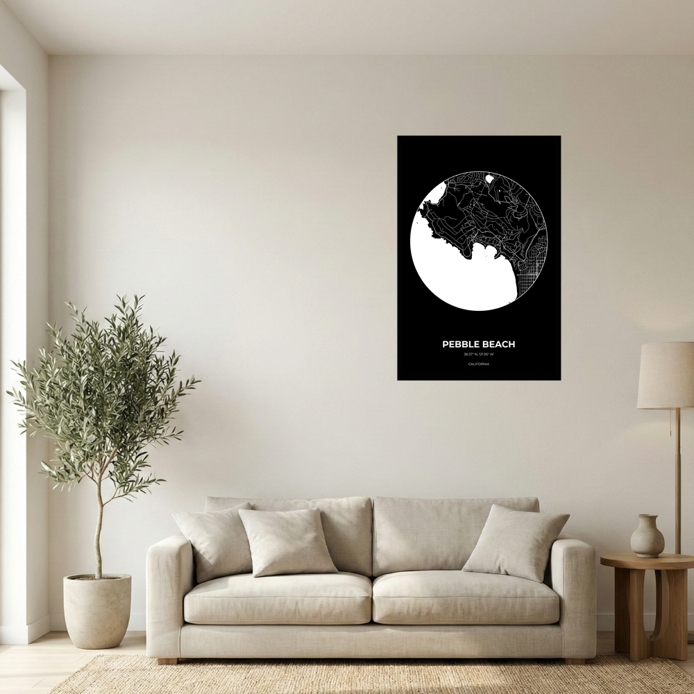 Pebble Beach, California Inverse circle mockup