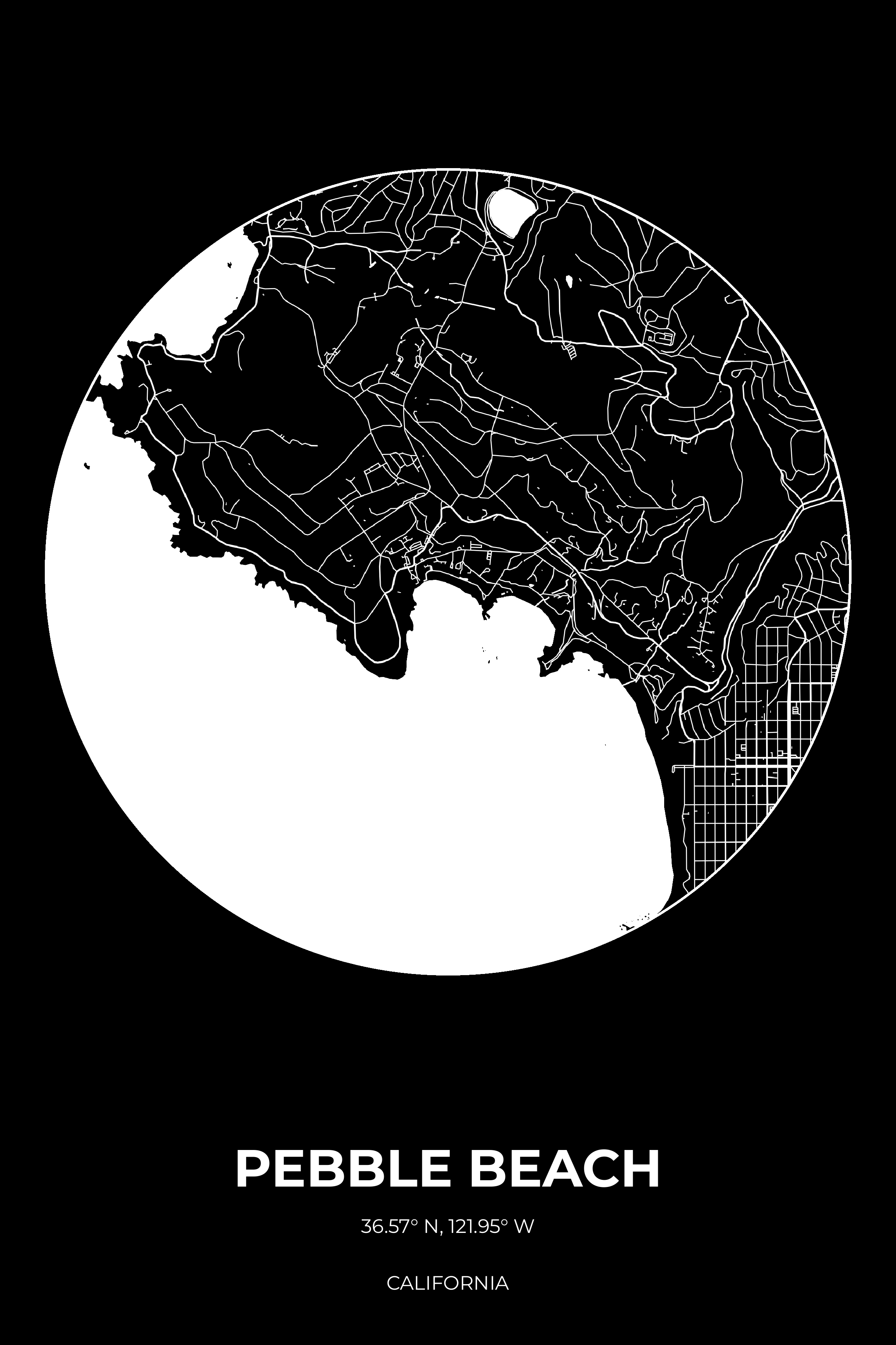 Pebble Beach, California Inverse circle map