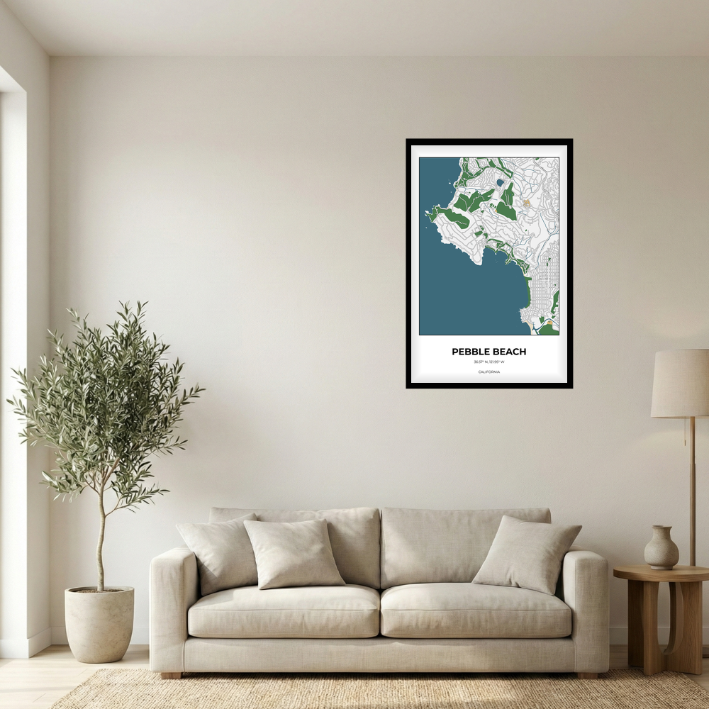 Pebble Beach, California Detailed rectangle mockup