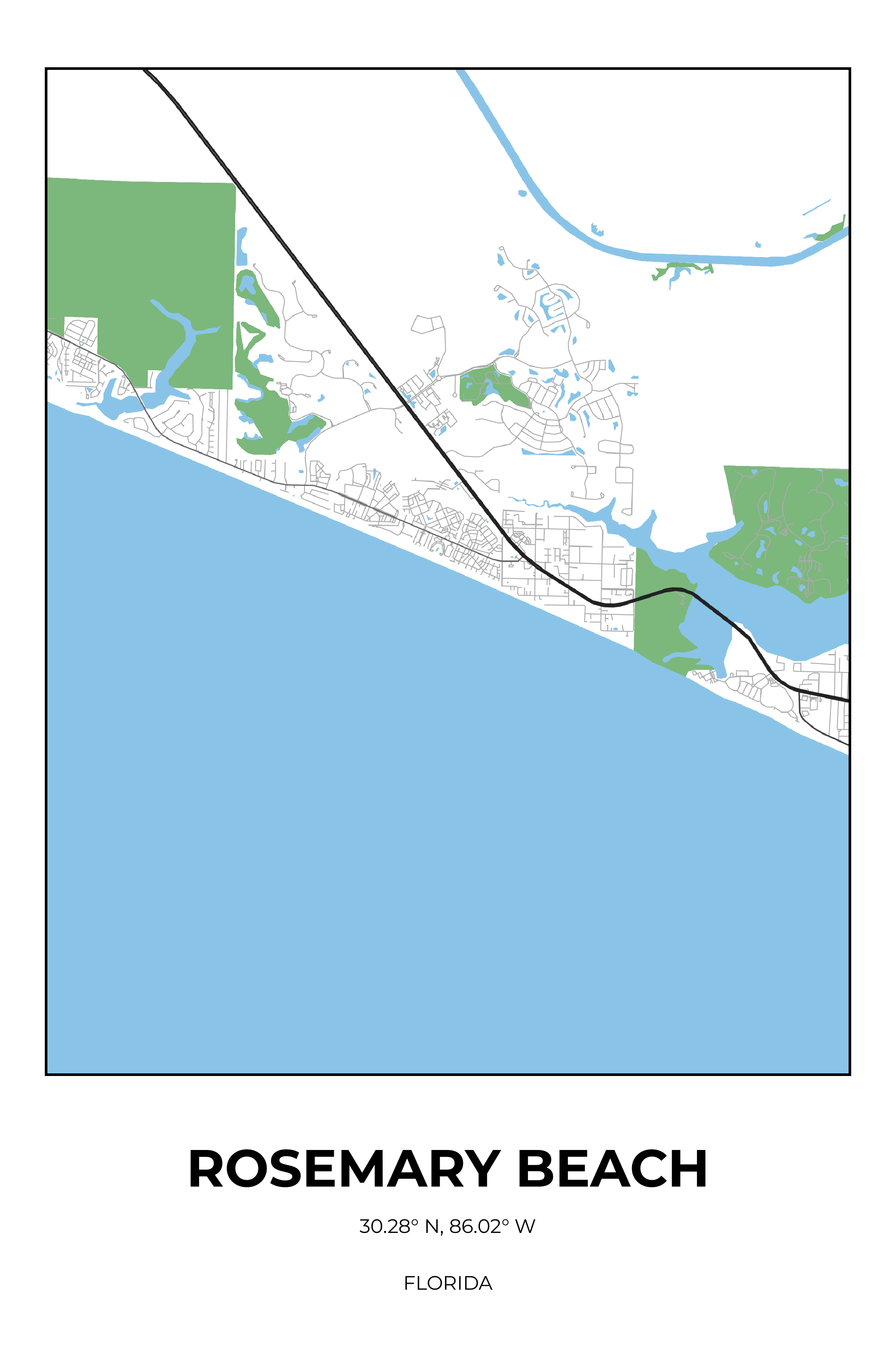 Rosemary Beach, Florida Simple street map poster