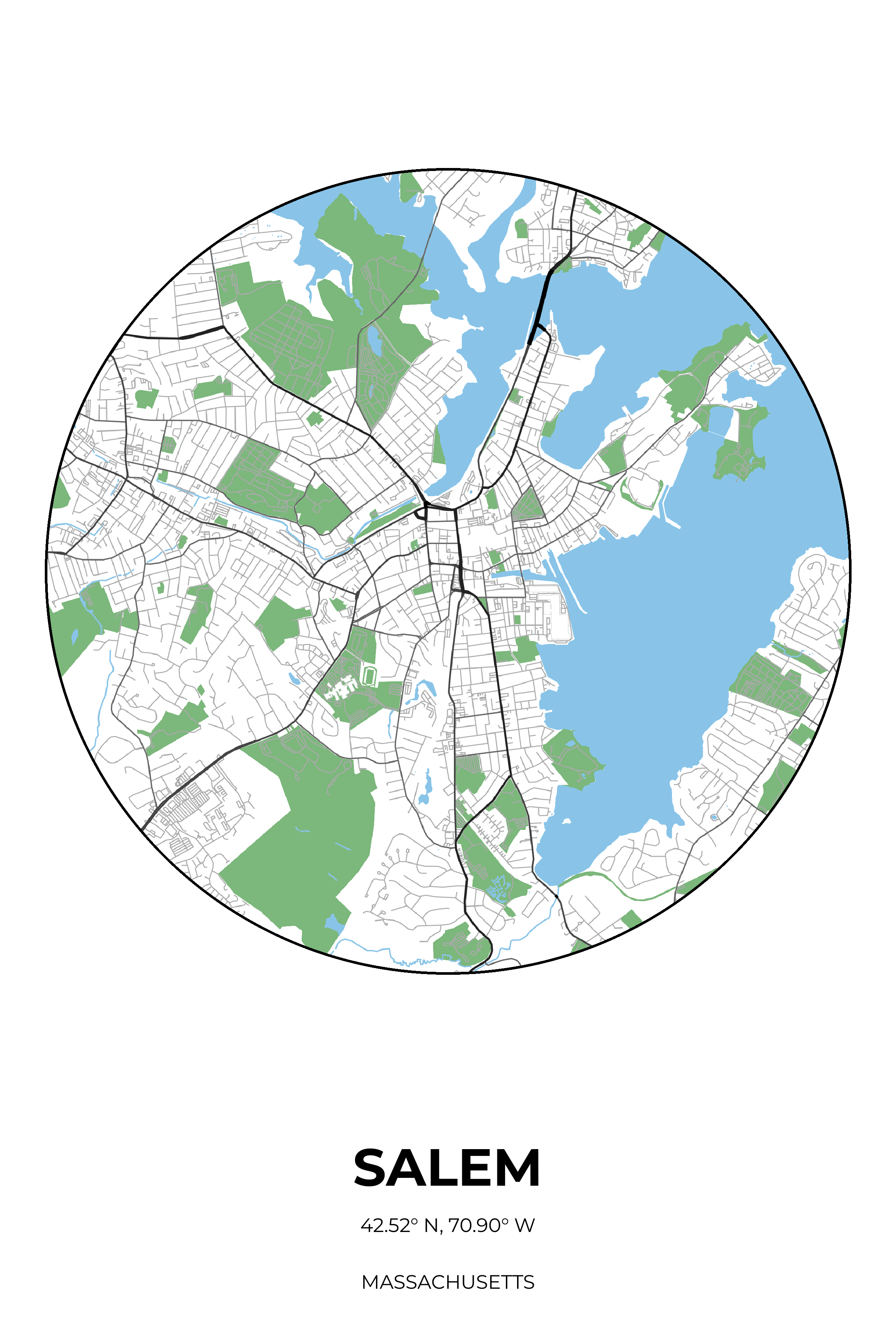 Salem, Massachusetts Simple circle map