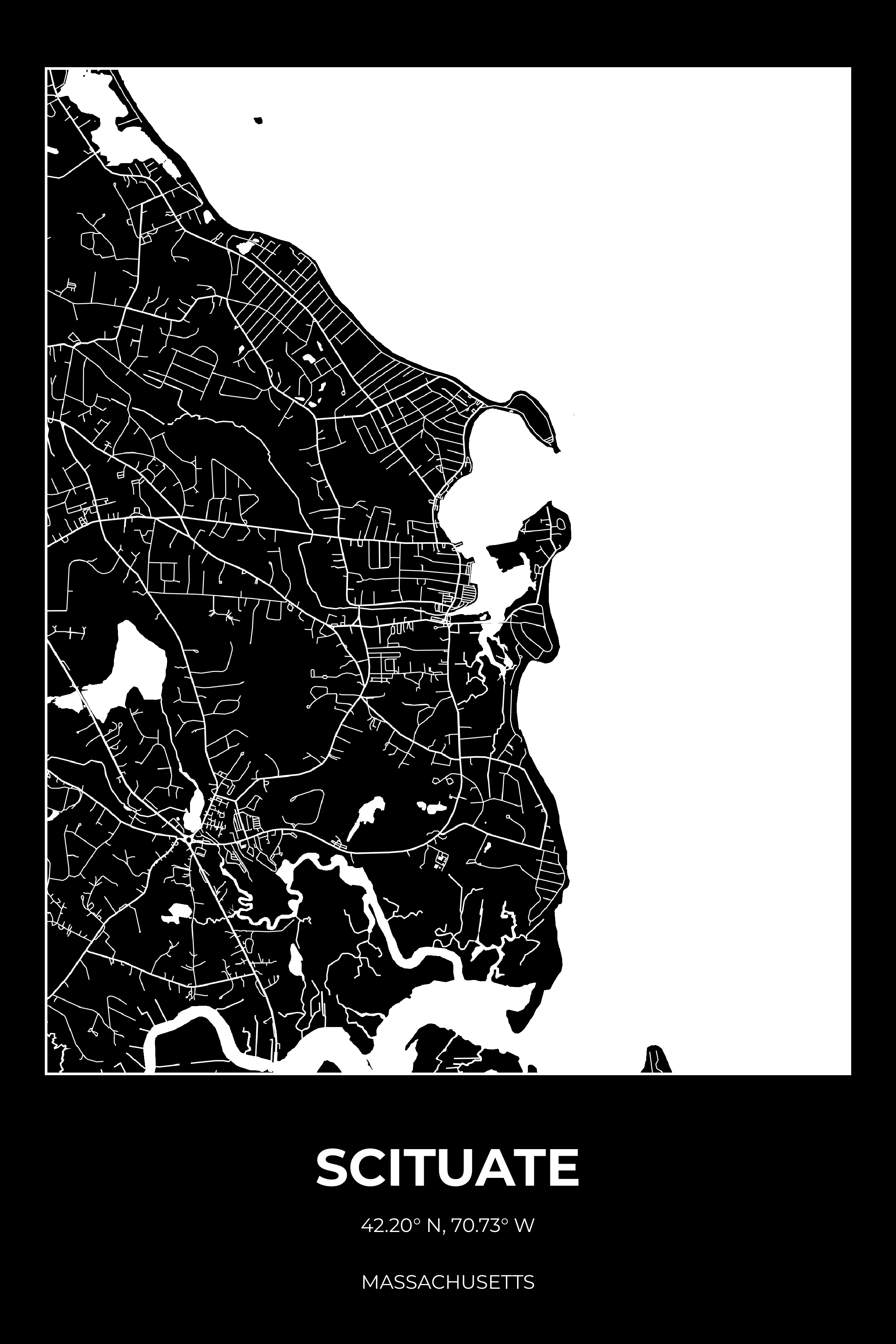 Scituate, Massachusetts Inverse street map poster