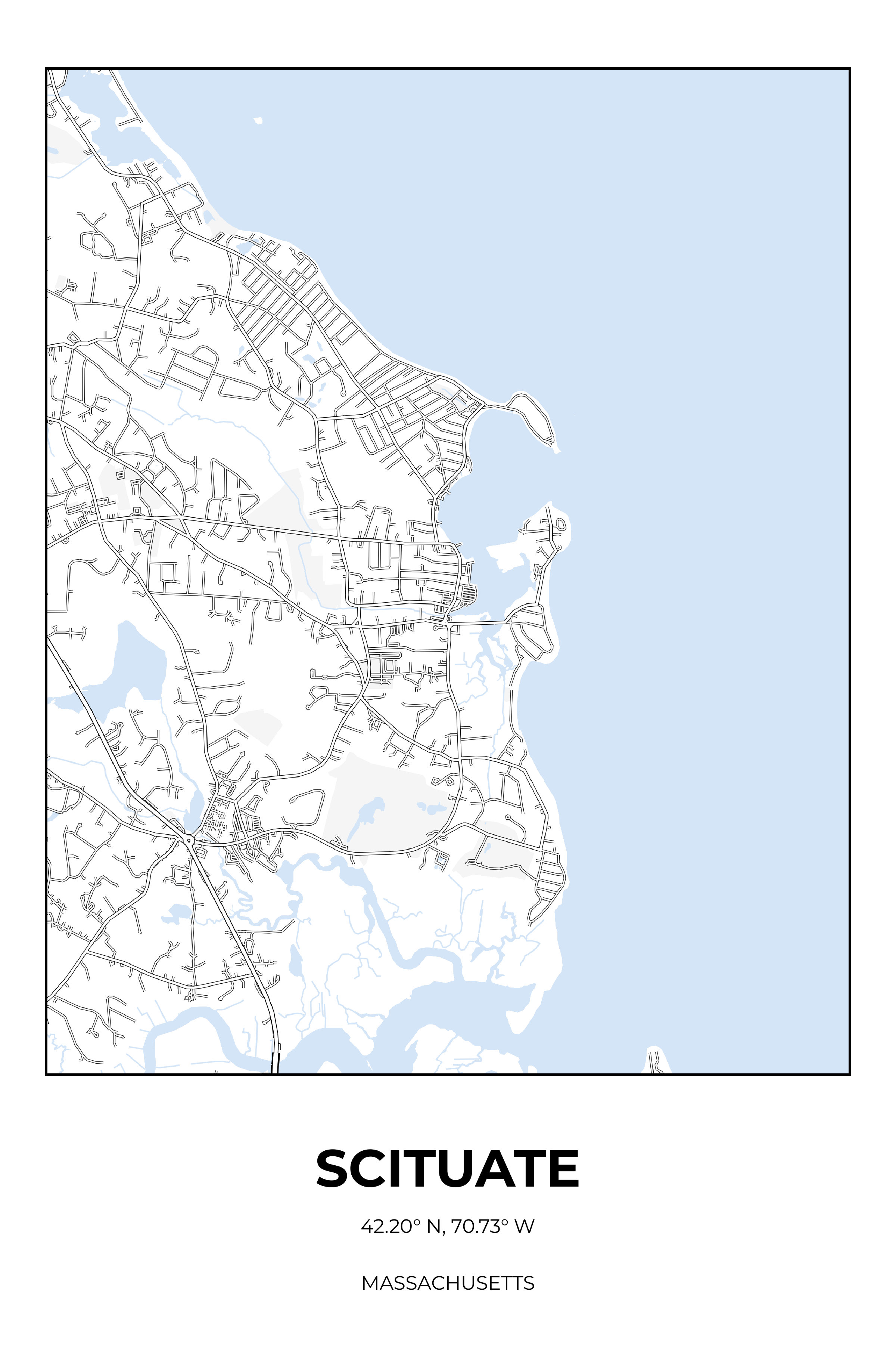 Scituate, Massachusetts Winter street map poster