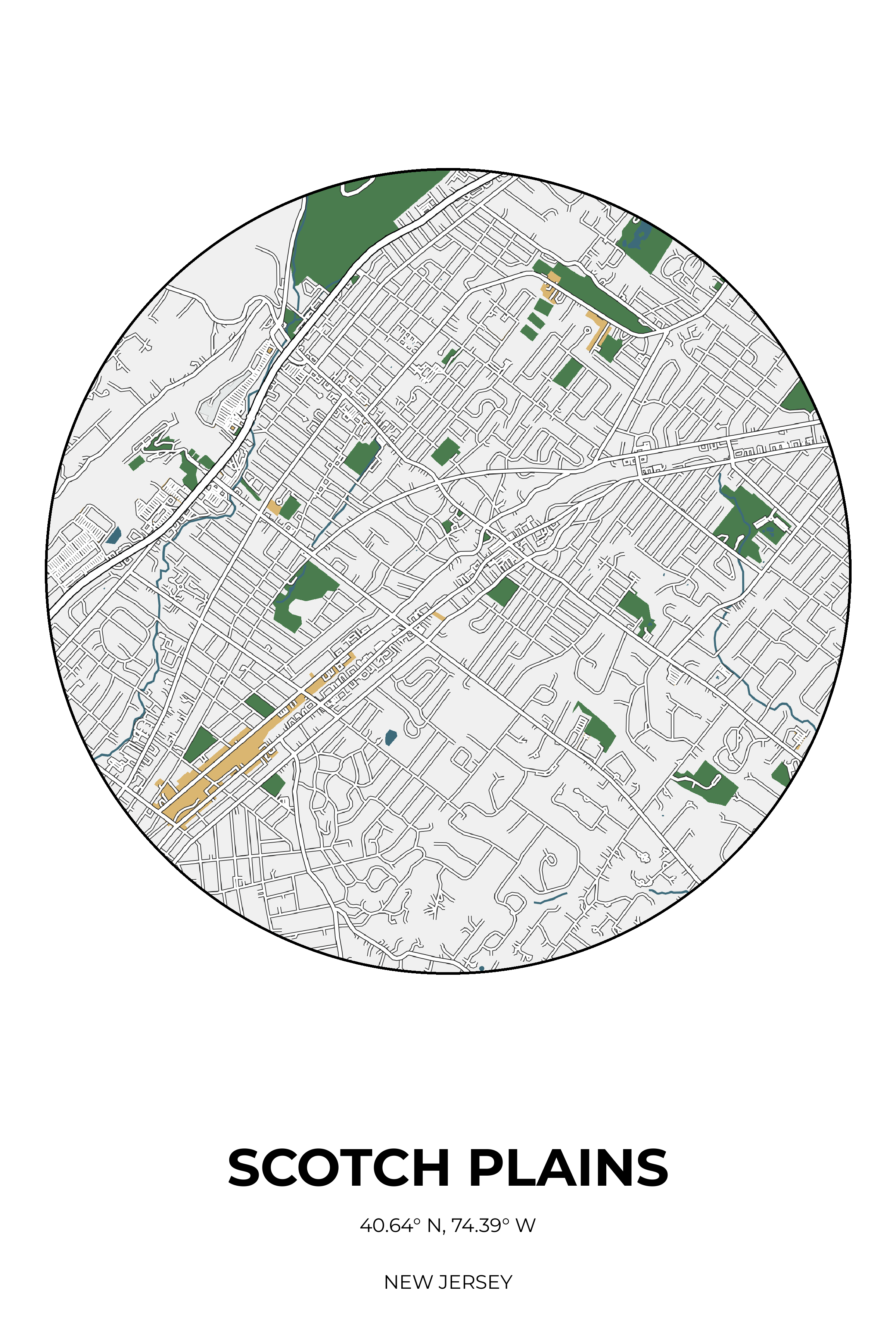 Scotch Plains, New Jersey Detailed circle map