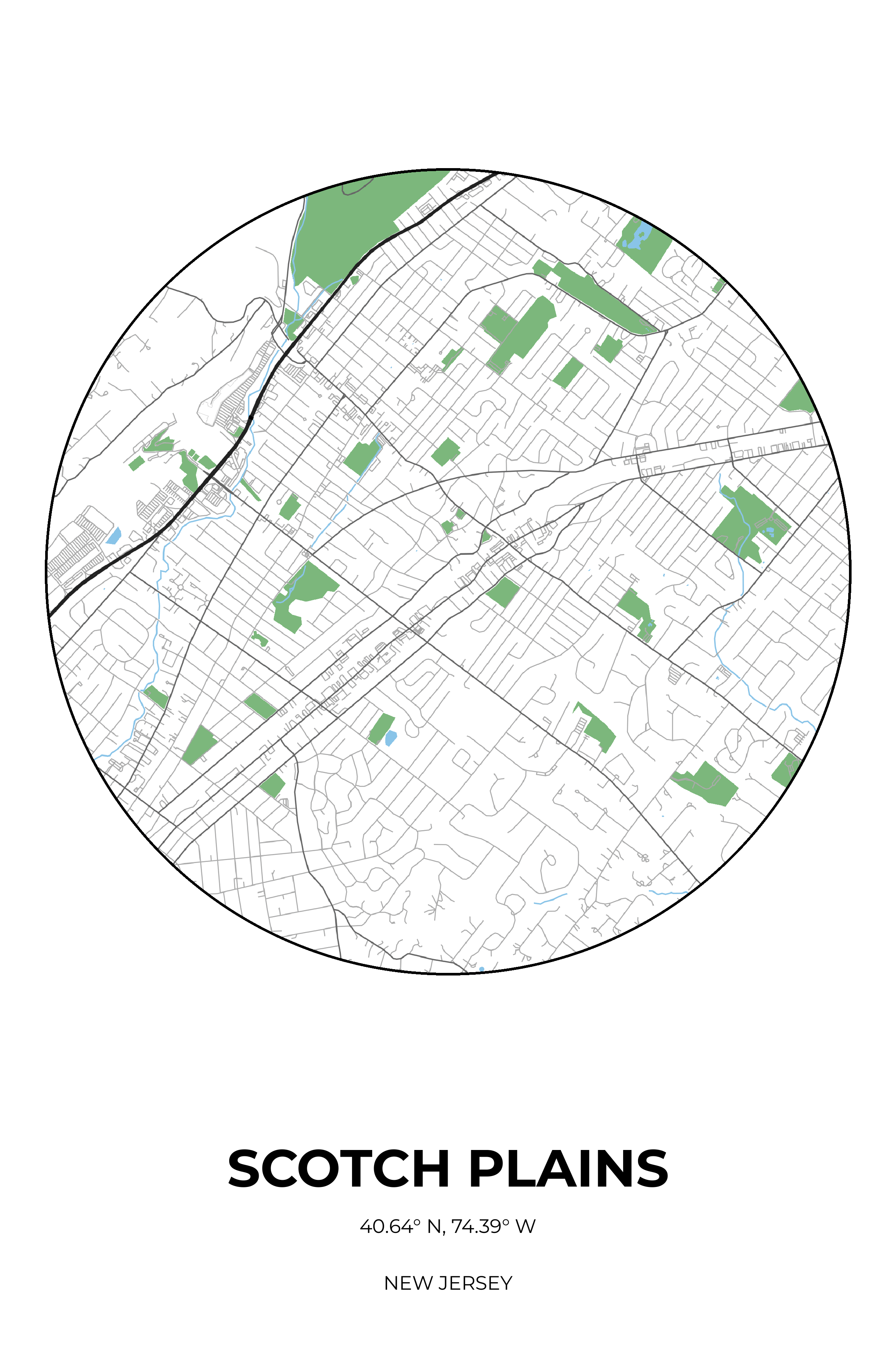 Scotch Plains, New Jersey Simple circle map