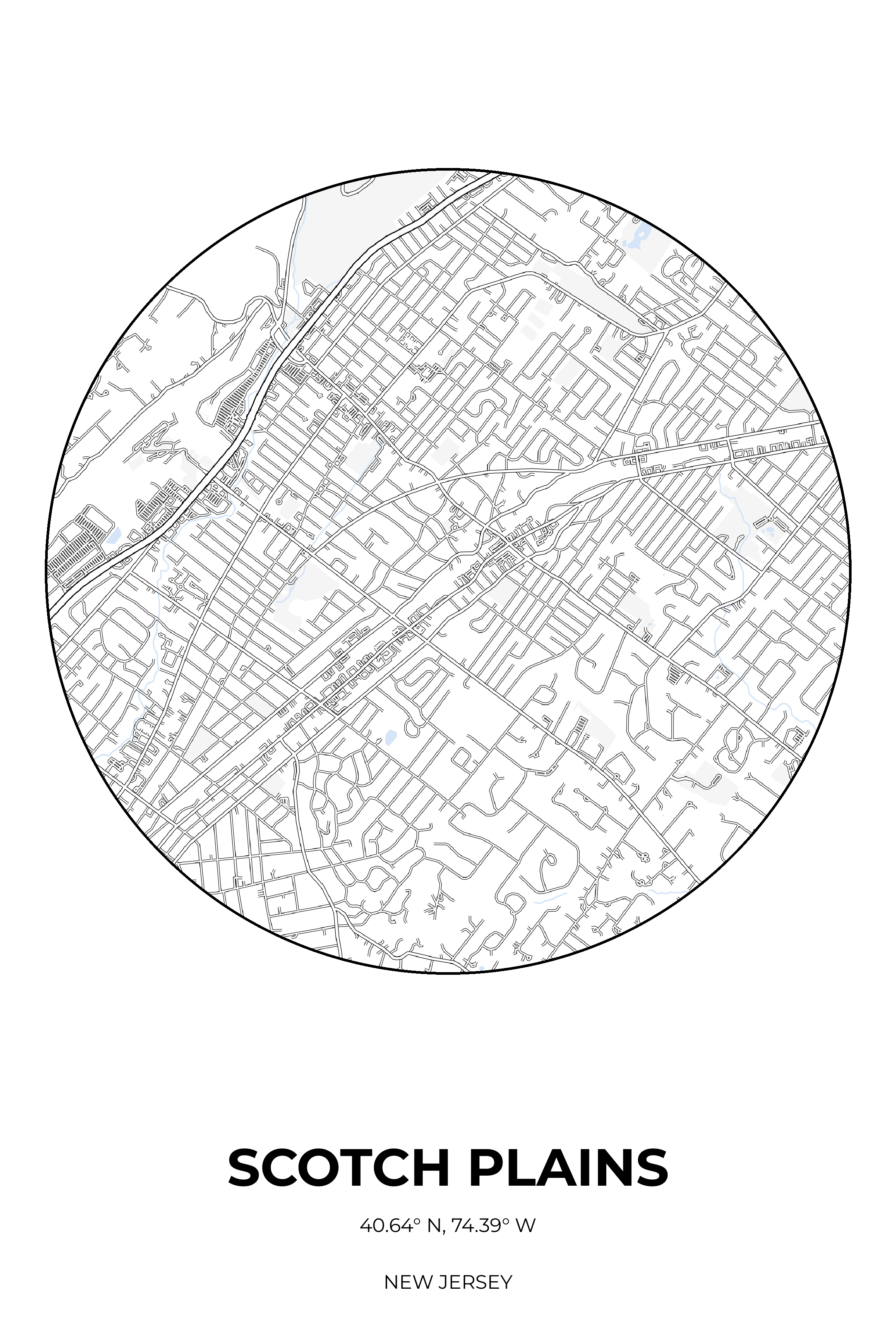 Scotch Plains, New Jersey Winter circle map