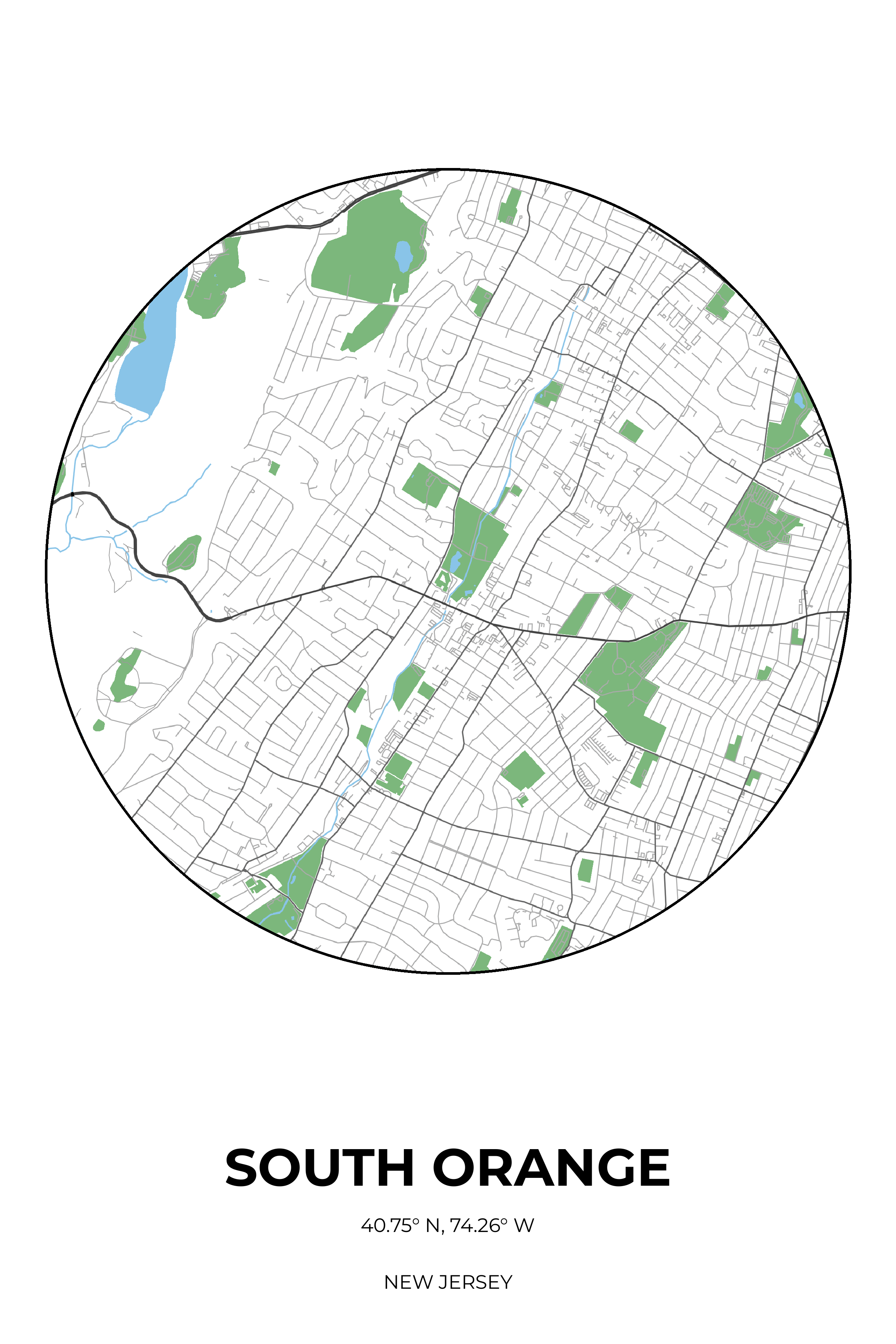 South Orange, New Jersey Simple circle map